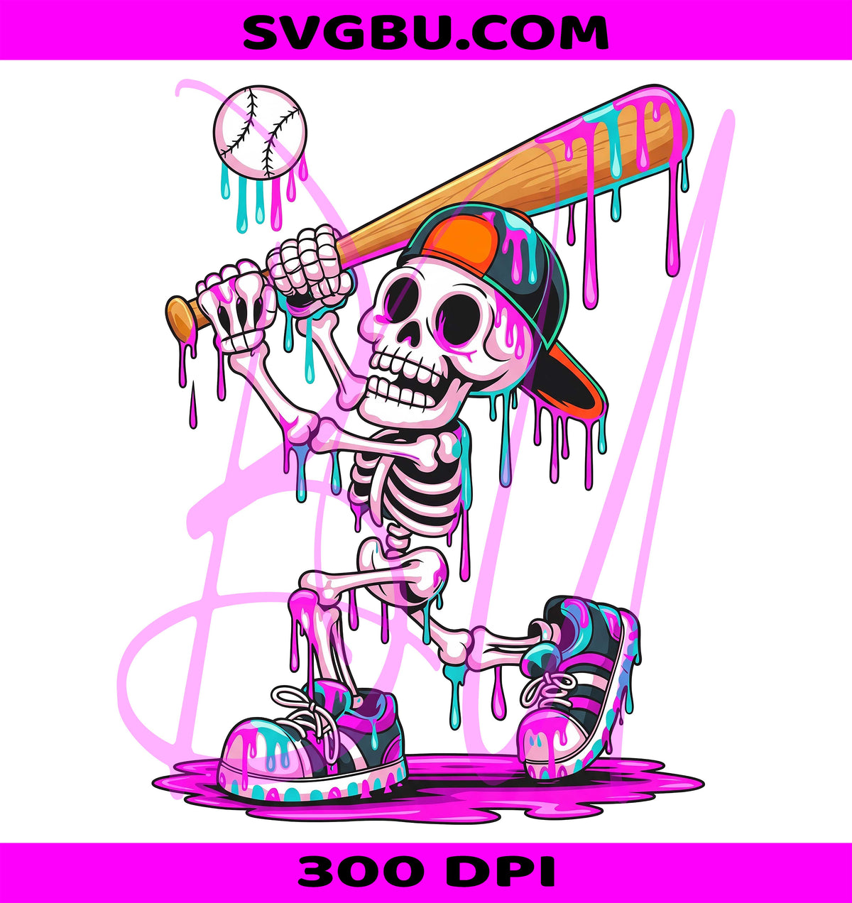 Skeleton Baseball PNG, Game Day PNG, Halloween Baseball PNG
