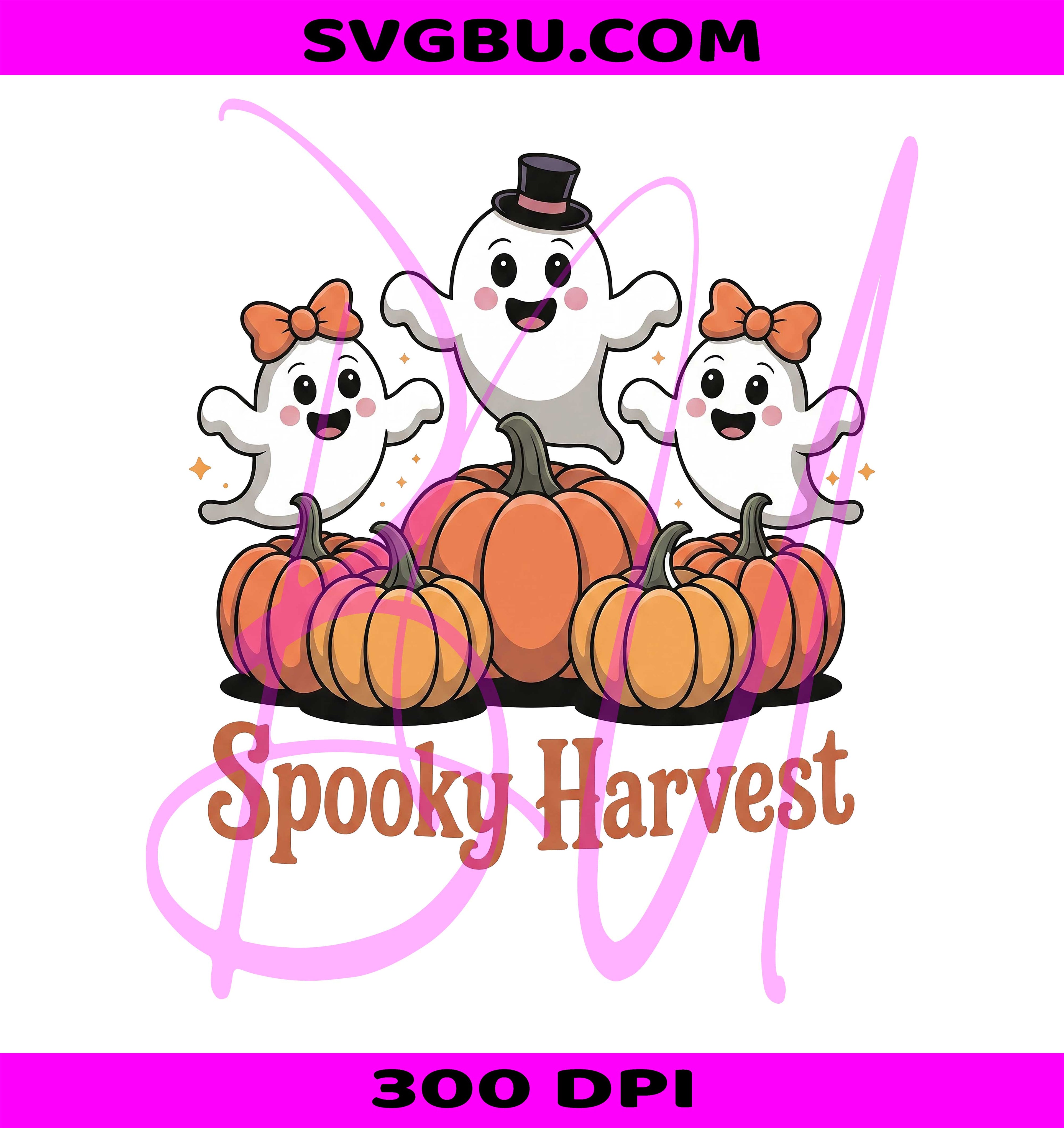Spooky Harvest PNG, Ghost Pumpkin PNG, Fall Halloween PNG