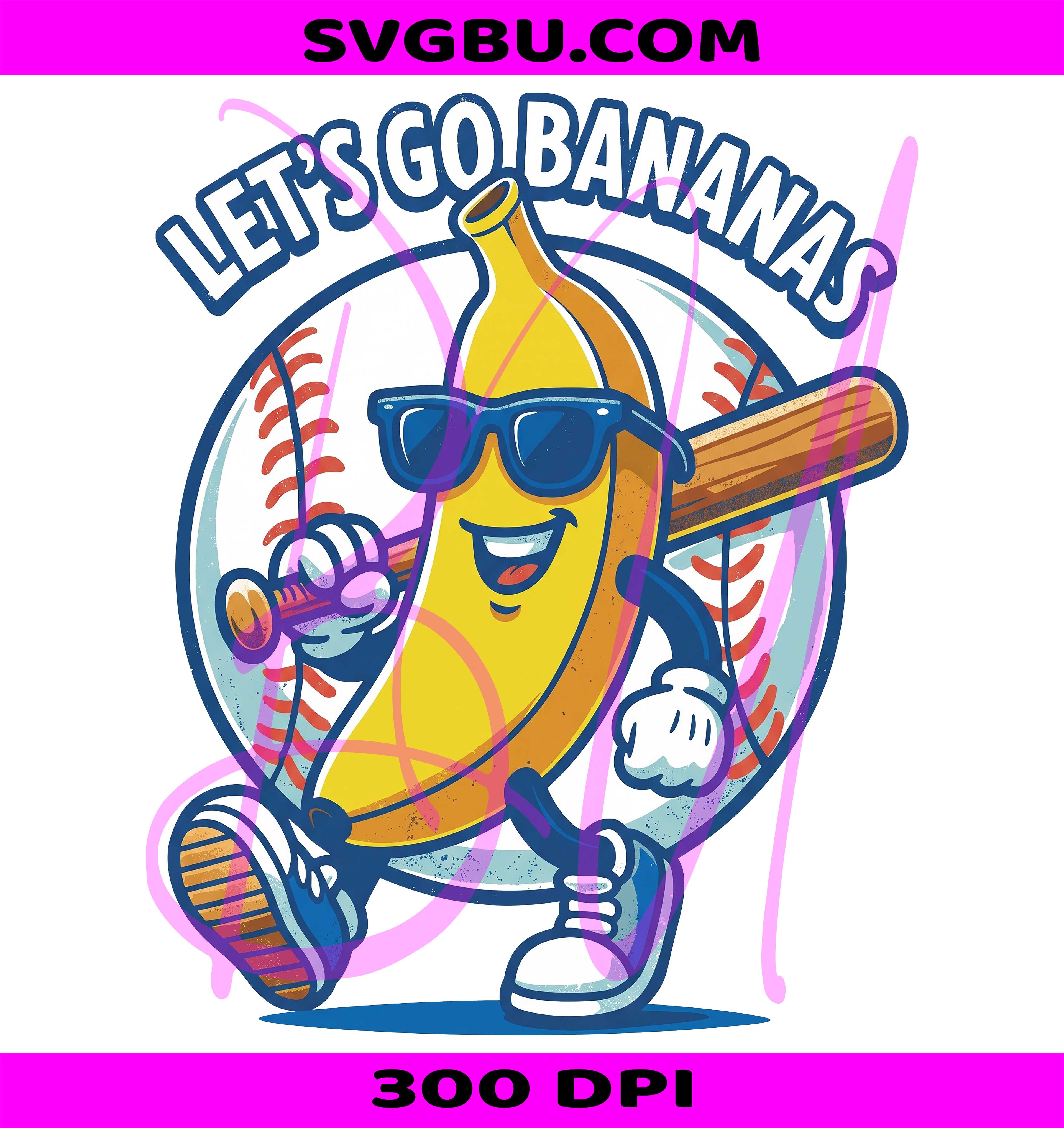 Lets Go Bananas PNG, Banana Baseball PNG, Hip Hop Banana PNG