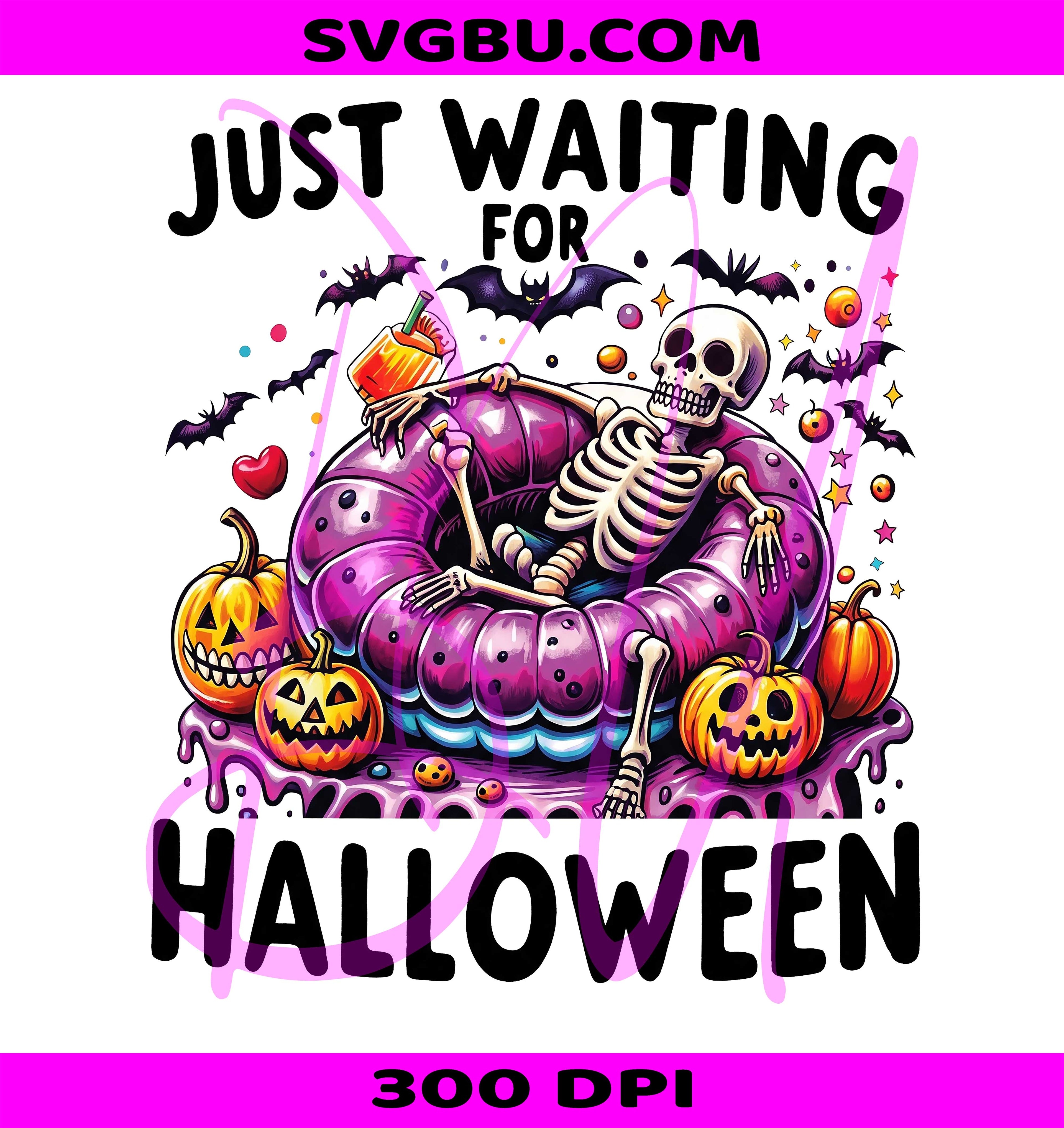 Just Waiting For Halloween PNG, Skeleton PNG, Spooky Summer PNG