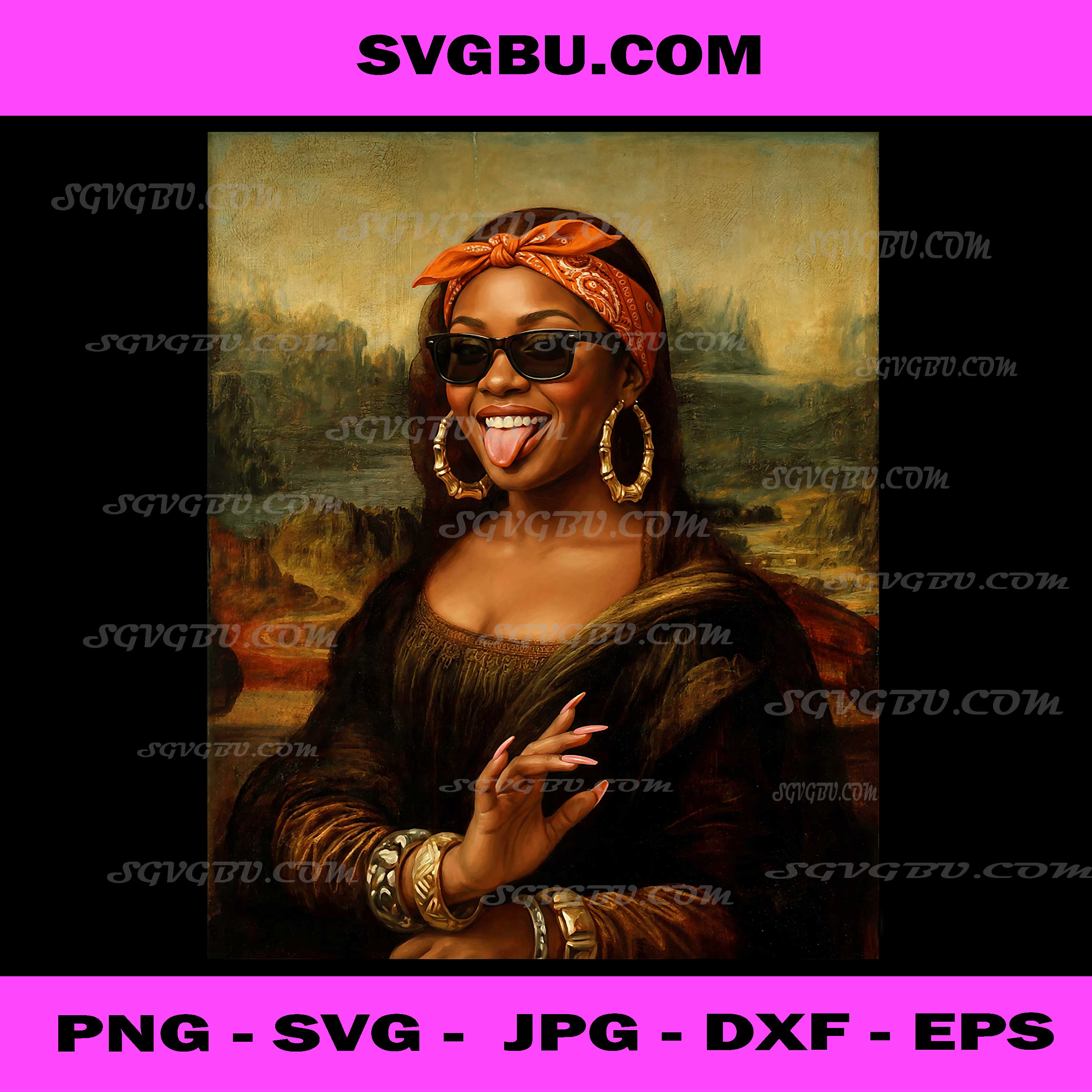 Black Mona Lisa, Black History Month PNG, Funny Mona Lisa PNG