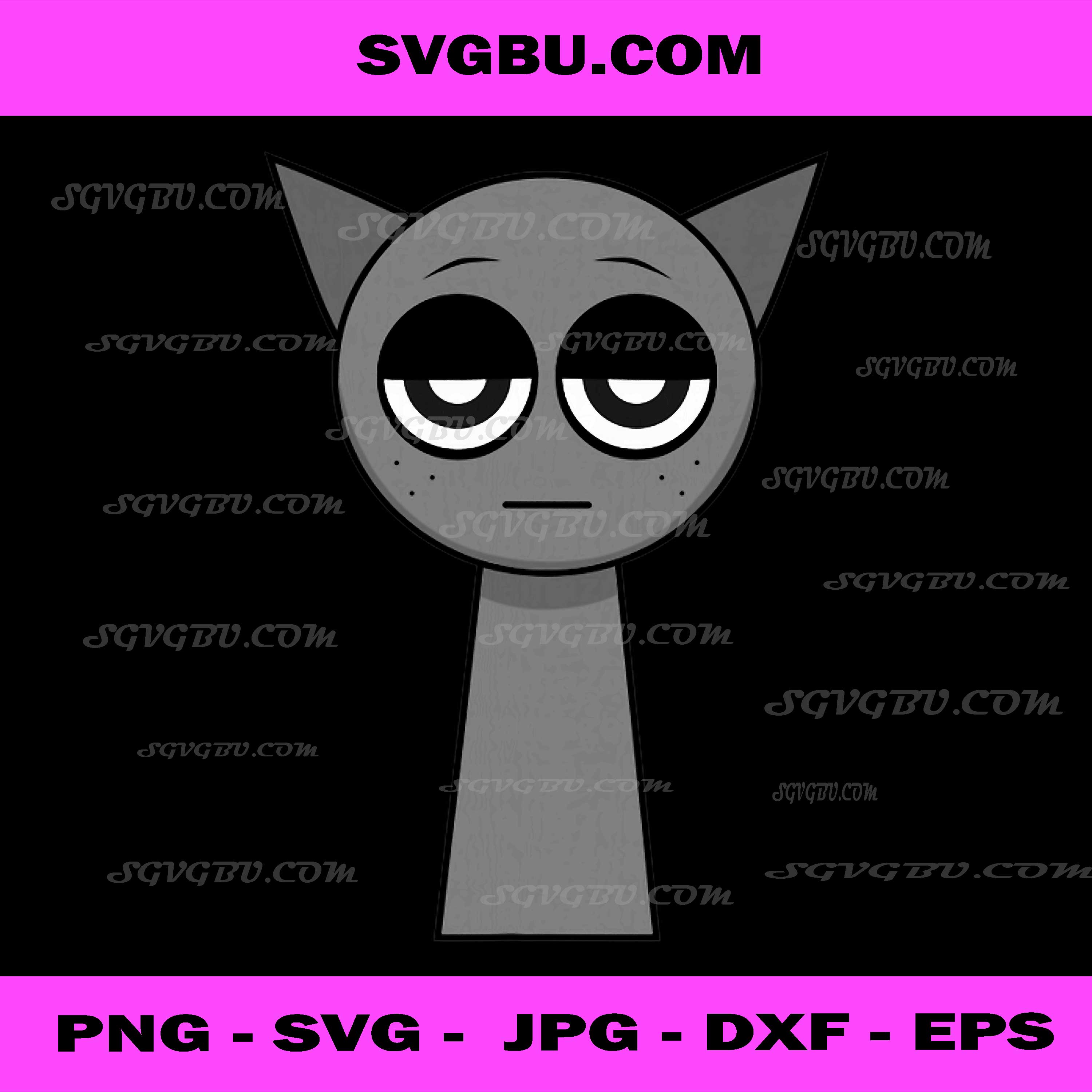 Gray from Sprunki PNG, Minimal Cute Cat Illustration Digital Art