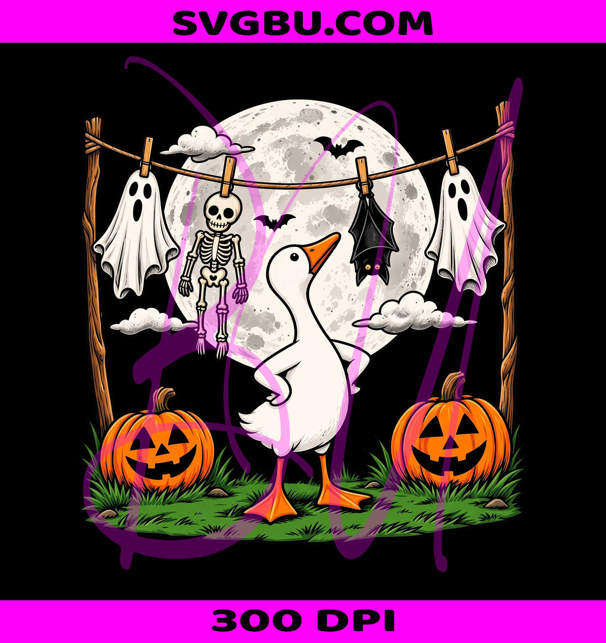 Spooky Goose PNG, Halloween Goose PNG, Skeleton Goose PNG