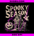 Vintage Spooky Season PNG, Haunted House PNG, Ghost Pumpkin PNG
