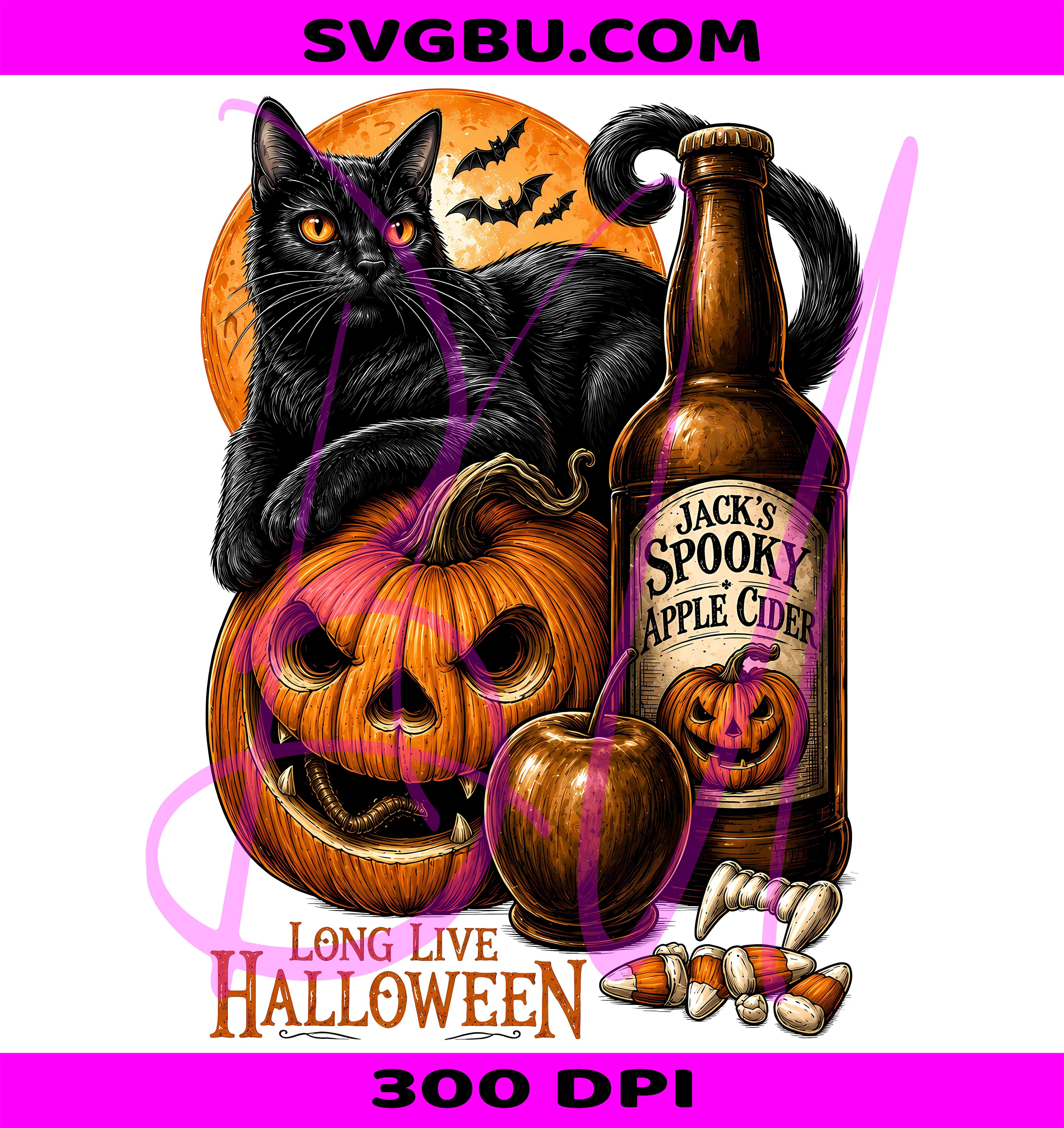 Long Live Halloween PNG, Spooky Pumpkin PNG, Vintage Apple Cider PNG