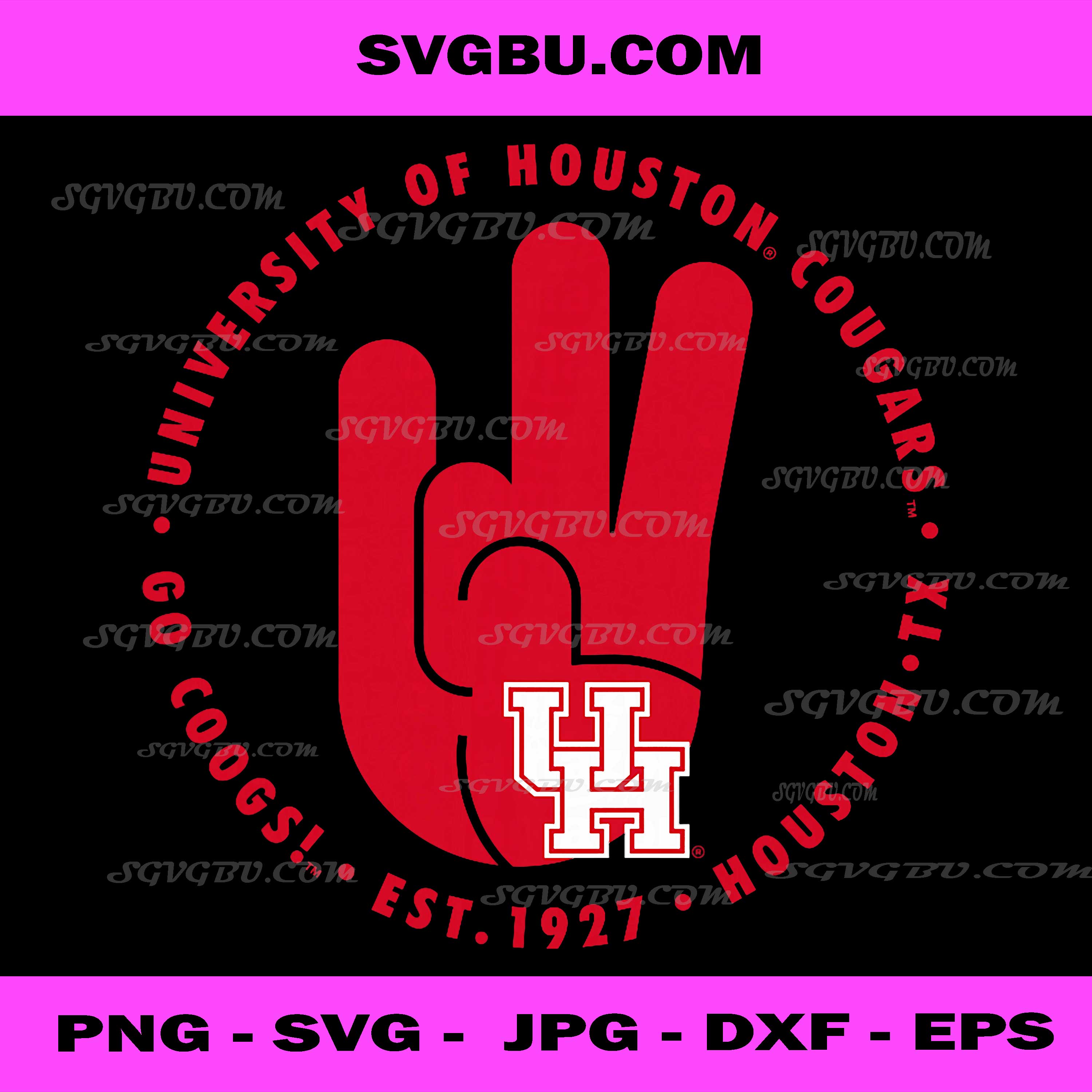 University Of Houston Cougars PNG, Go Coogs Hand Sign PNG, Houston TX Art PNG