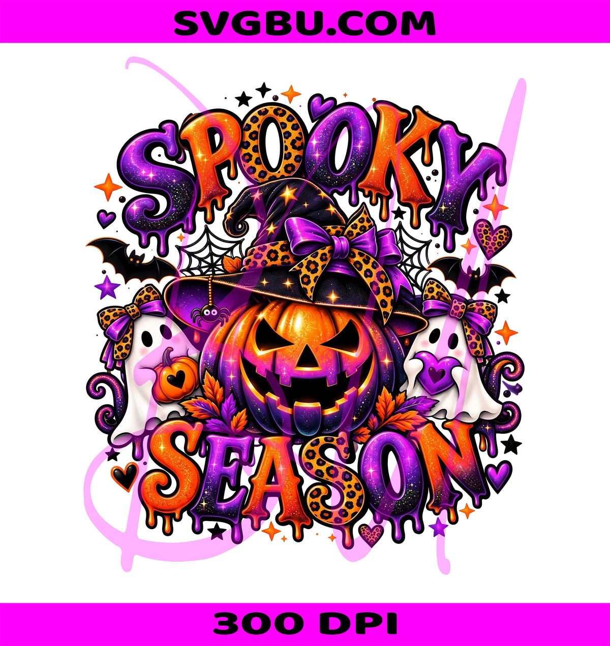 Spooky Pumpkin PNG, Witch Ghost PNG, Leopard Halloween PNG