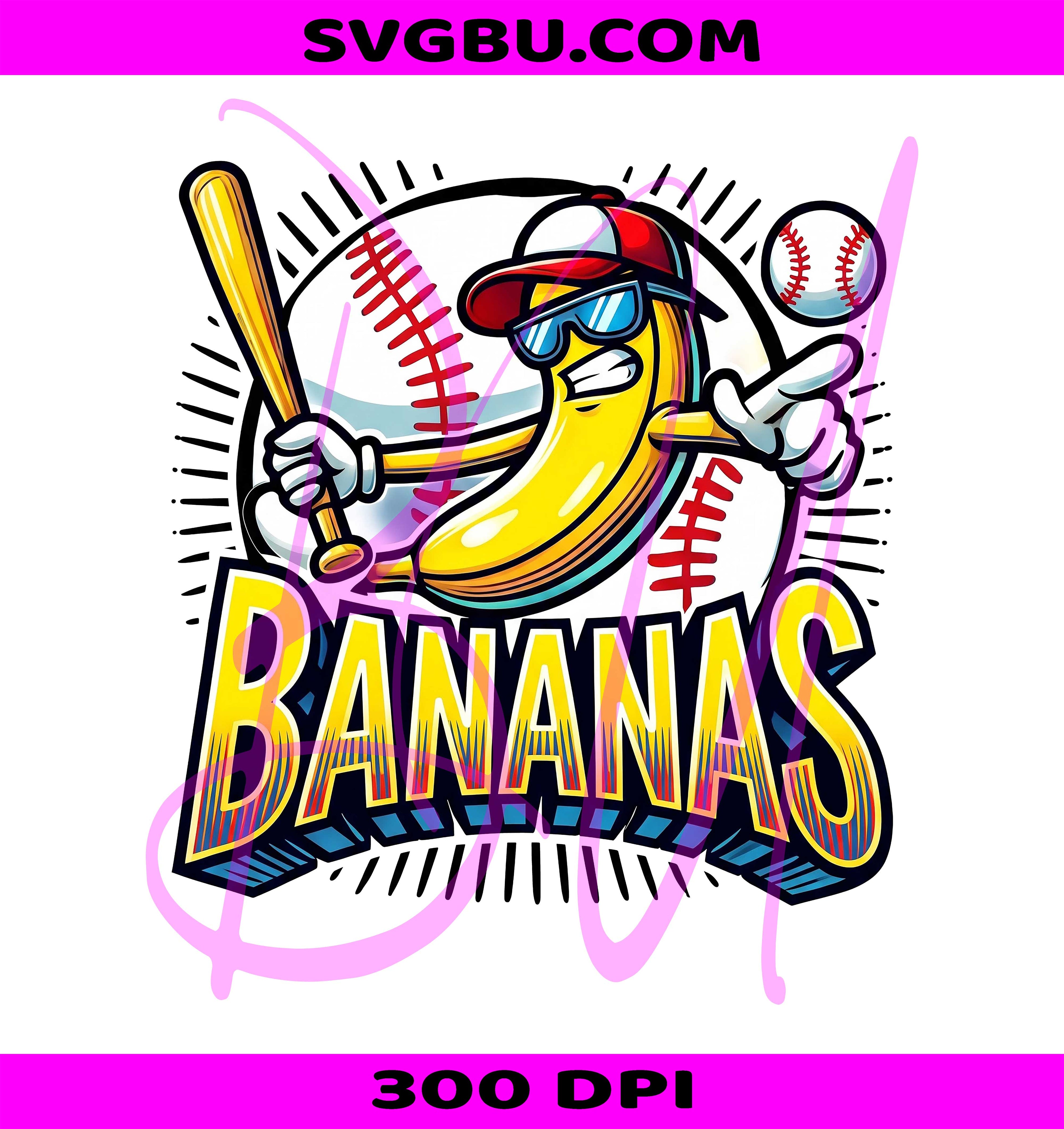 Let's Go Bananas PNG, Baseball Banana PNG, Game Day Banana PNG