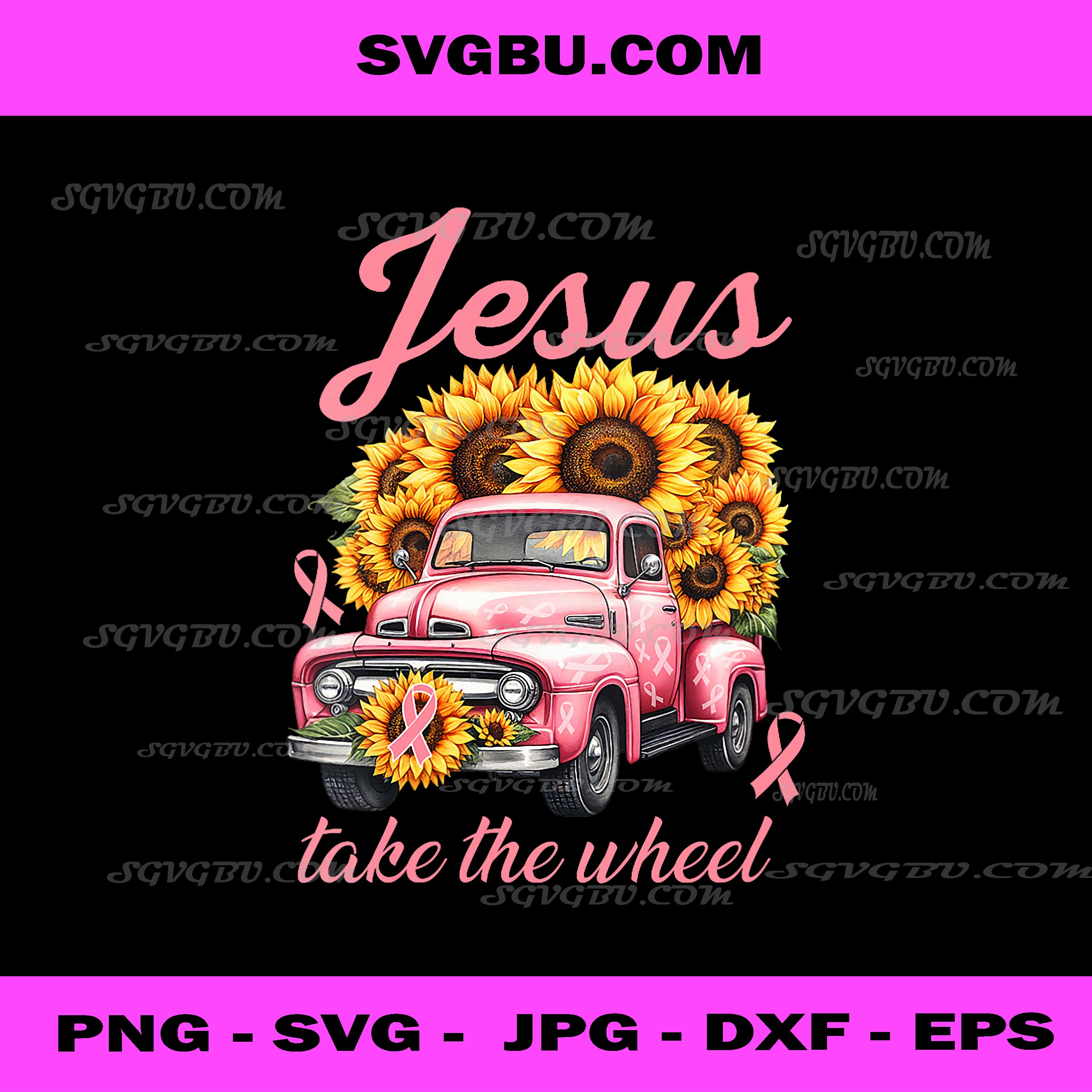 Jesus Take The Wheel PNG, Breast Cancer Awareness Truck Christian PNG