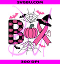 Breast Cancer Halloween PNG, Pink Boo Ghost PNG, Pumpkin Ribbon PNG