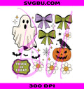 Vintage Ghost PNG, Coquette Halloween PNG, Floral Pumpkin PNG