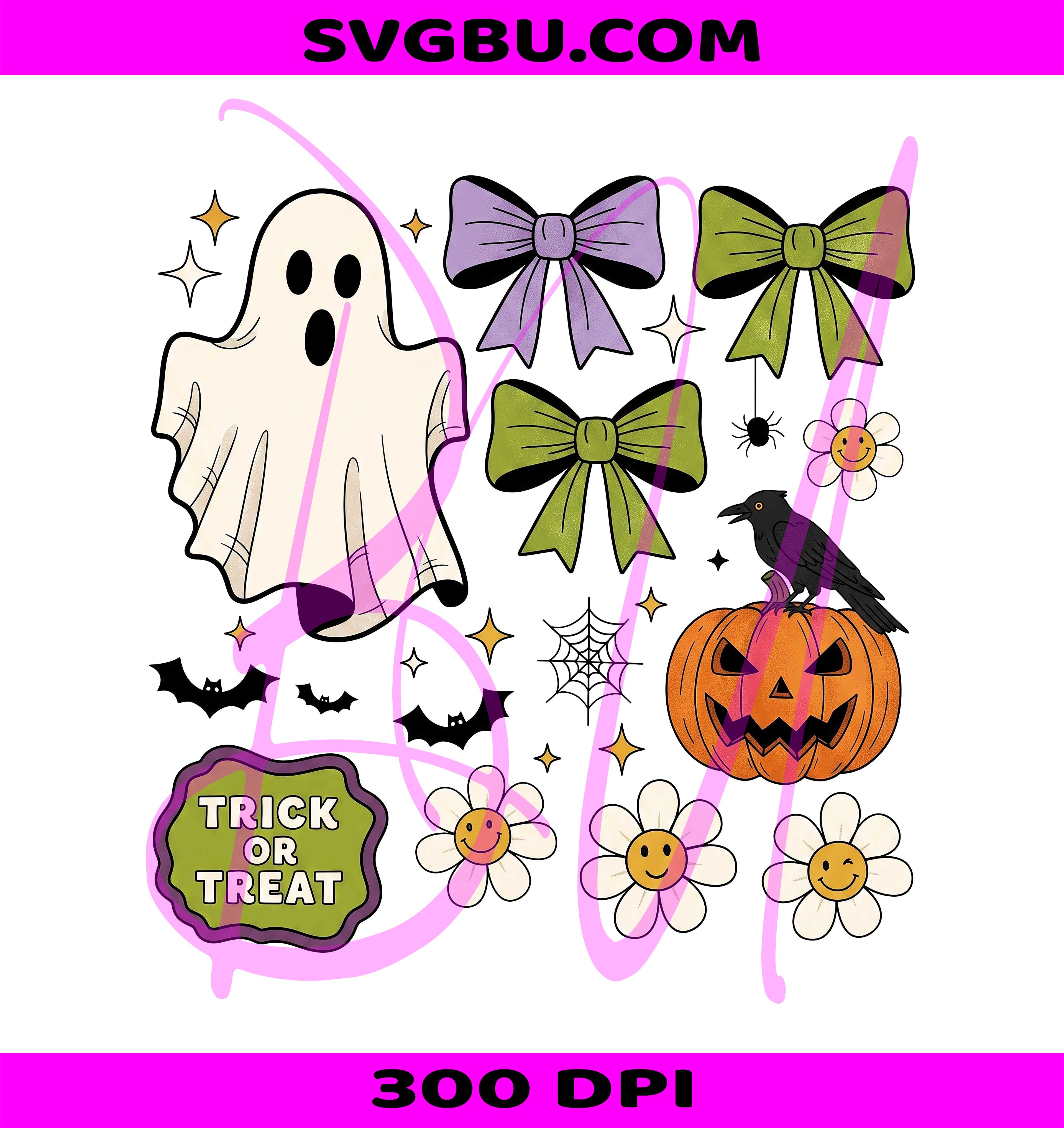Vintage Ghost PNG, Coquette Halloween PNG, Floral Pumpkin PNG