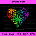 LGBT Cannabis Weed Leaf Heart PNG, Gay Pride Marijuana Rainbow PNG