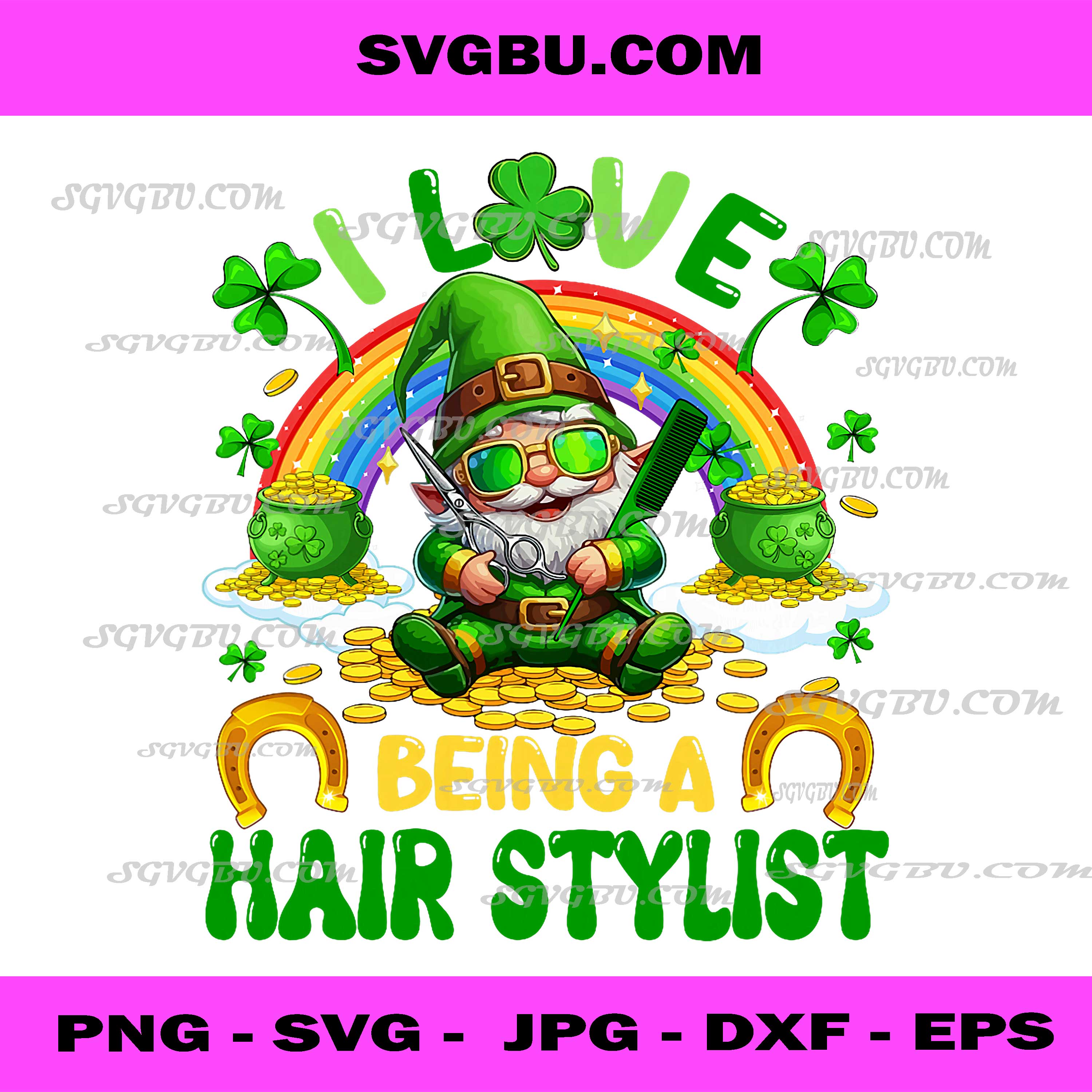 Love To Be A Hair Stylist St Patricks Day Gnome PNG, Shamrocks PNG