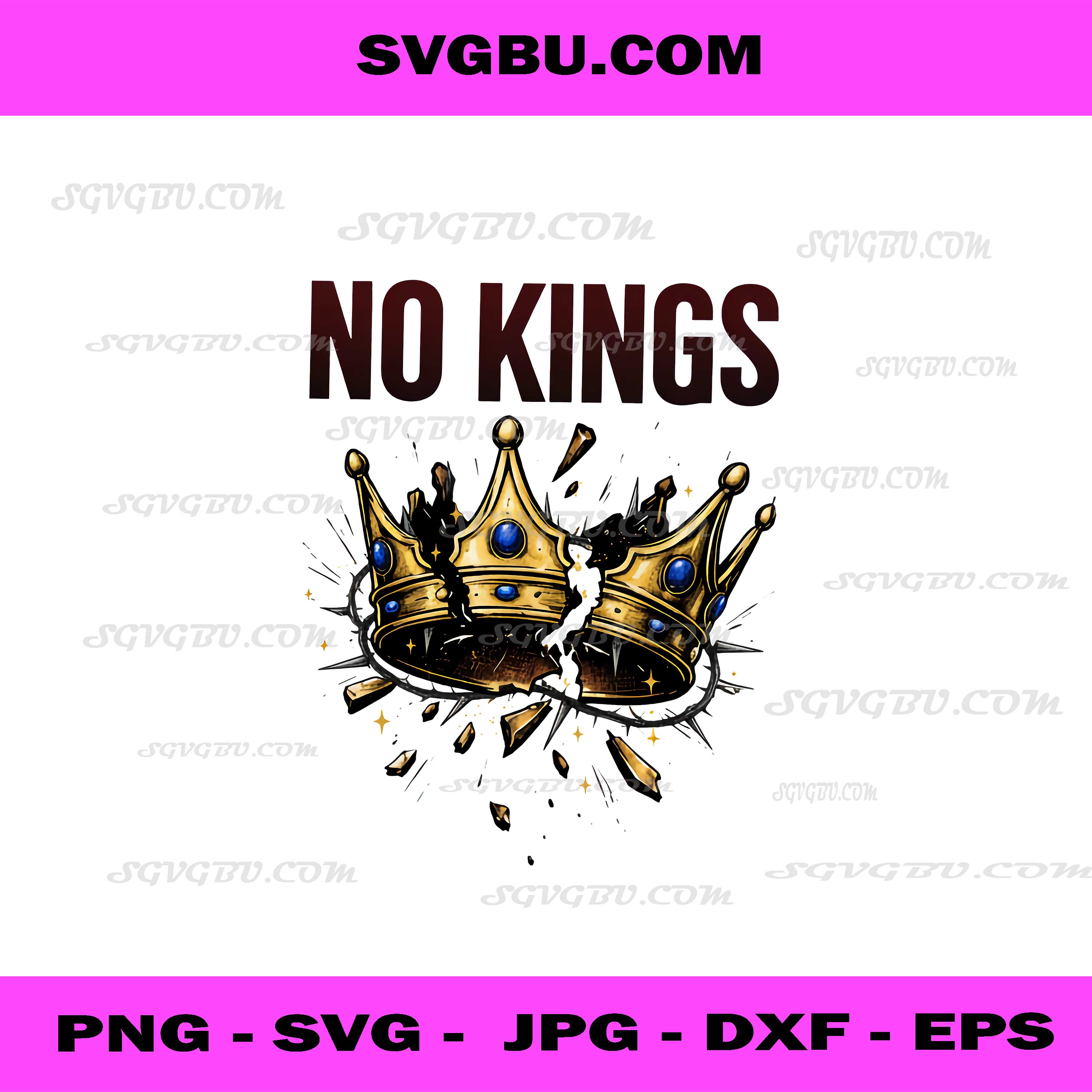No Kings Broken Crown Vector Design PNG, Political Liberty PNG