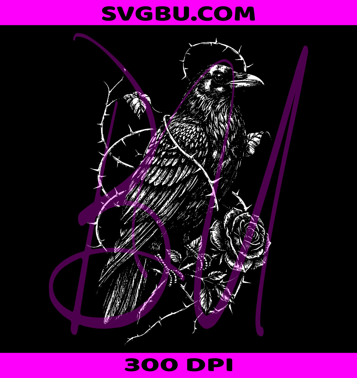Raven Rose PNG, Gothic Valentine PNG, Dark Romance Bird PNG