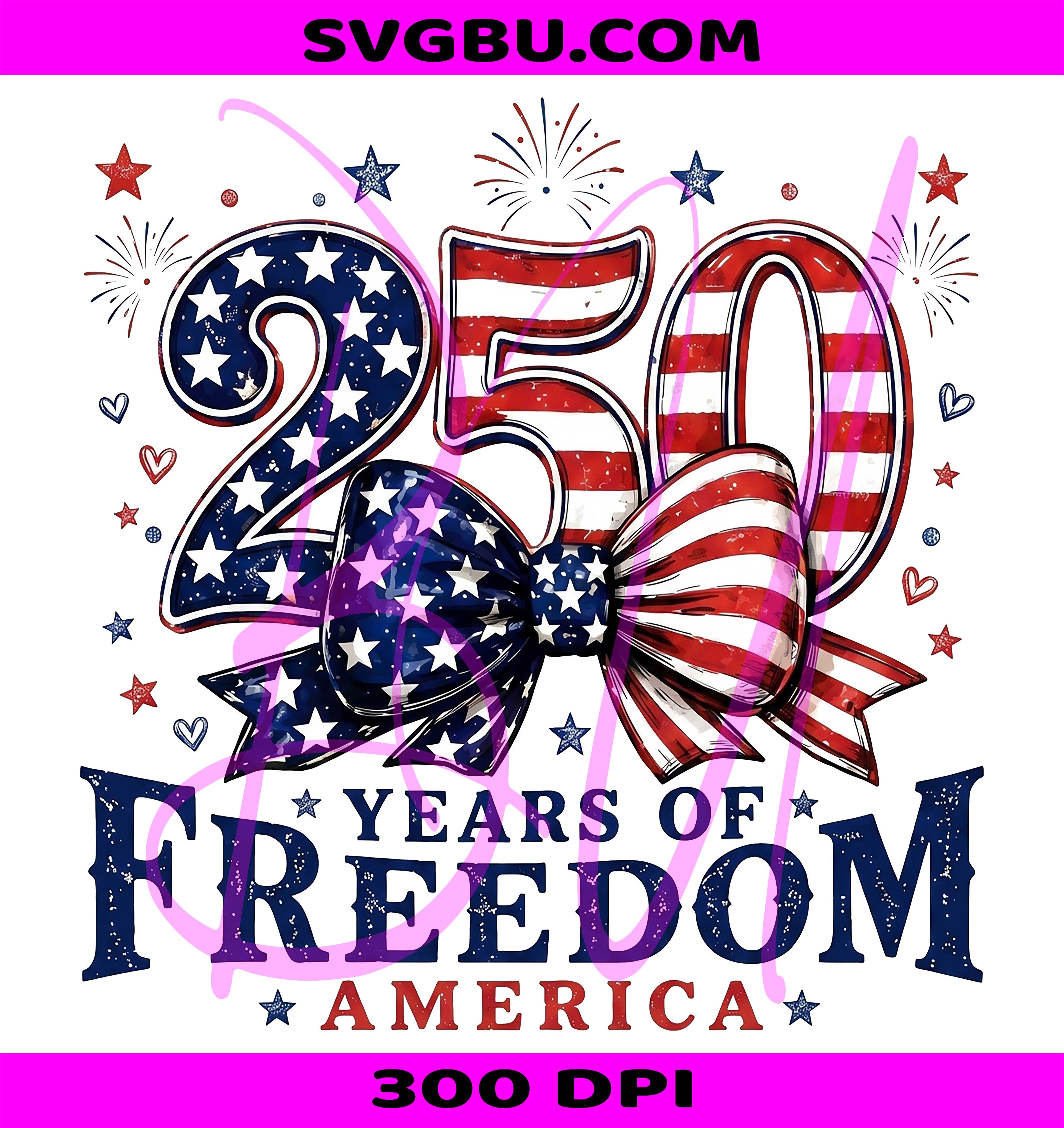 250 Years of Freedom PNG, Patriotic Bow PNG, USA 1776 2026 PNG