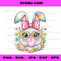 Rainbow Easter Bunny PNG, Cute Rabbit Bubblegum PNG Design