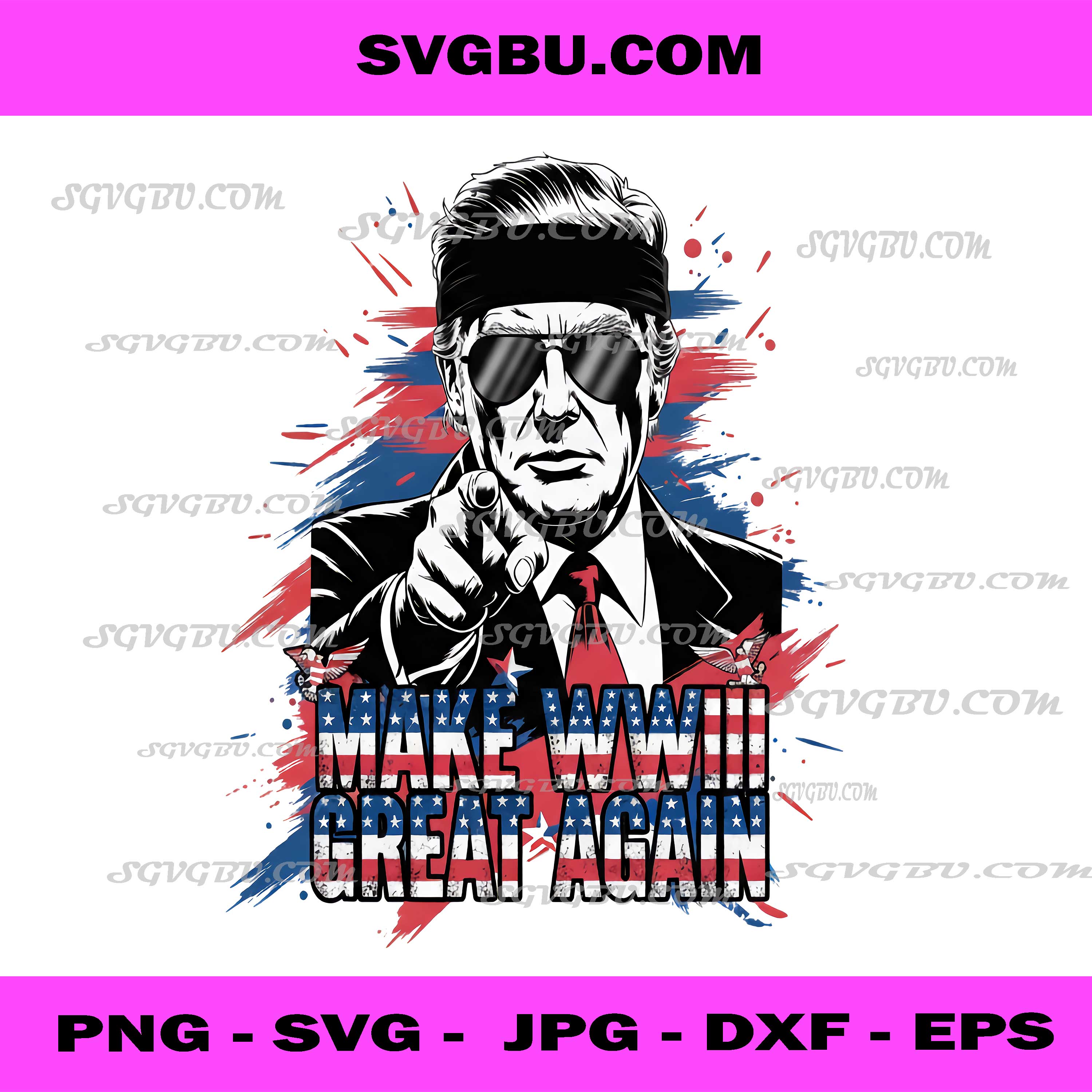 Make WWIII Great Again Trump PNG, Military Satire Vector PNG