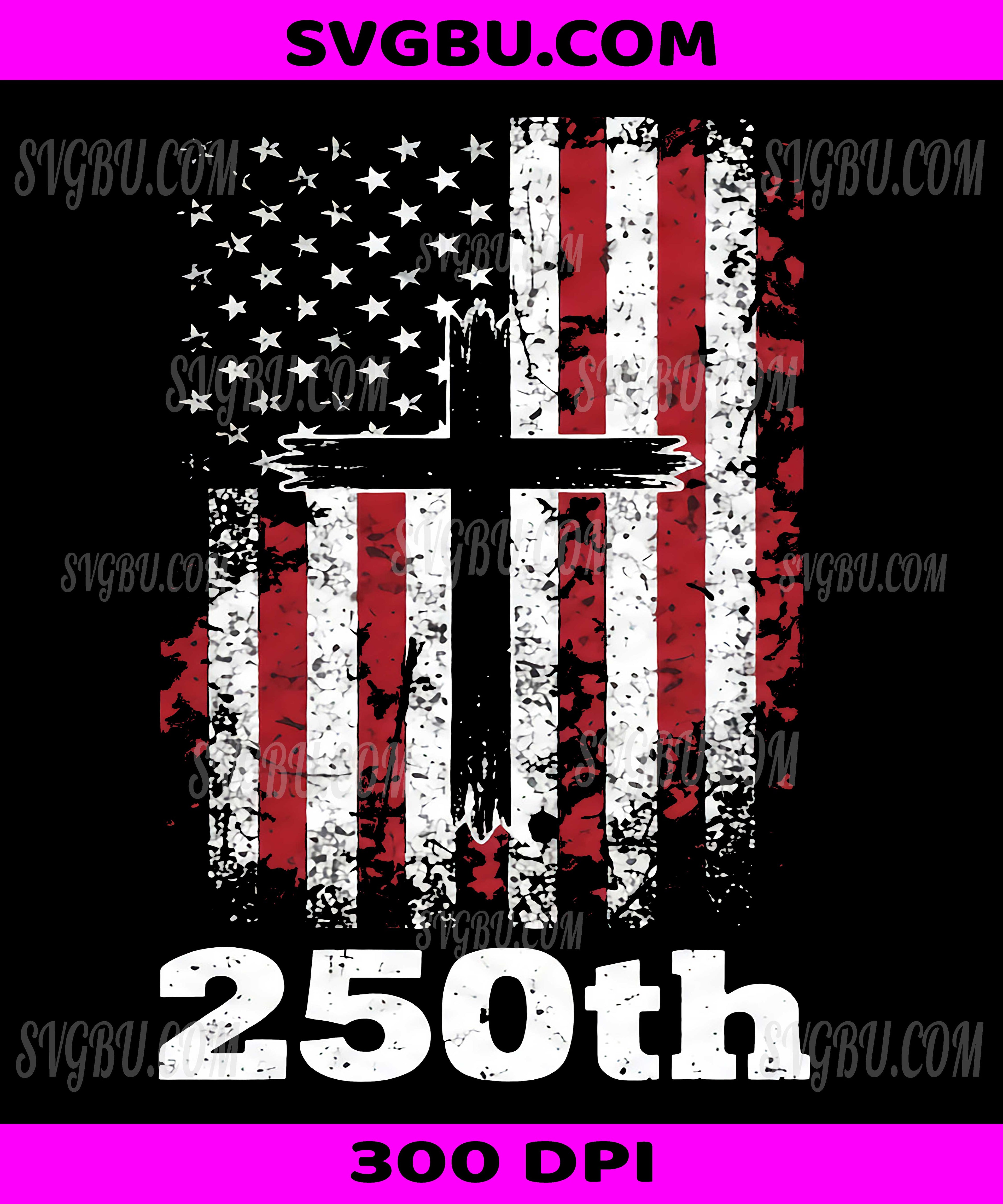 USA 250th Anniversary, Distressed American Flag Cross PNG, Patriotic Christian Design