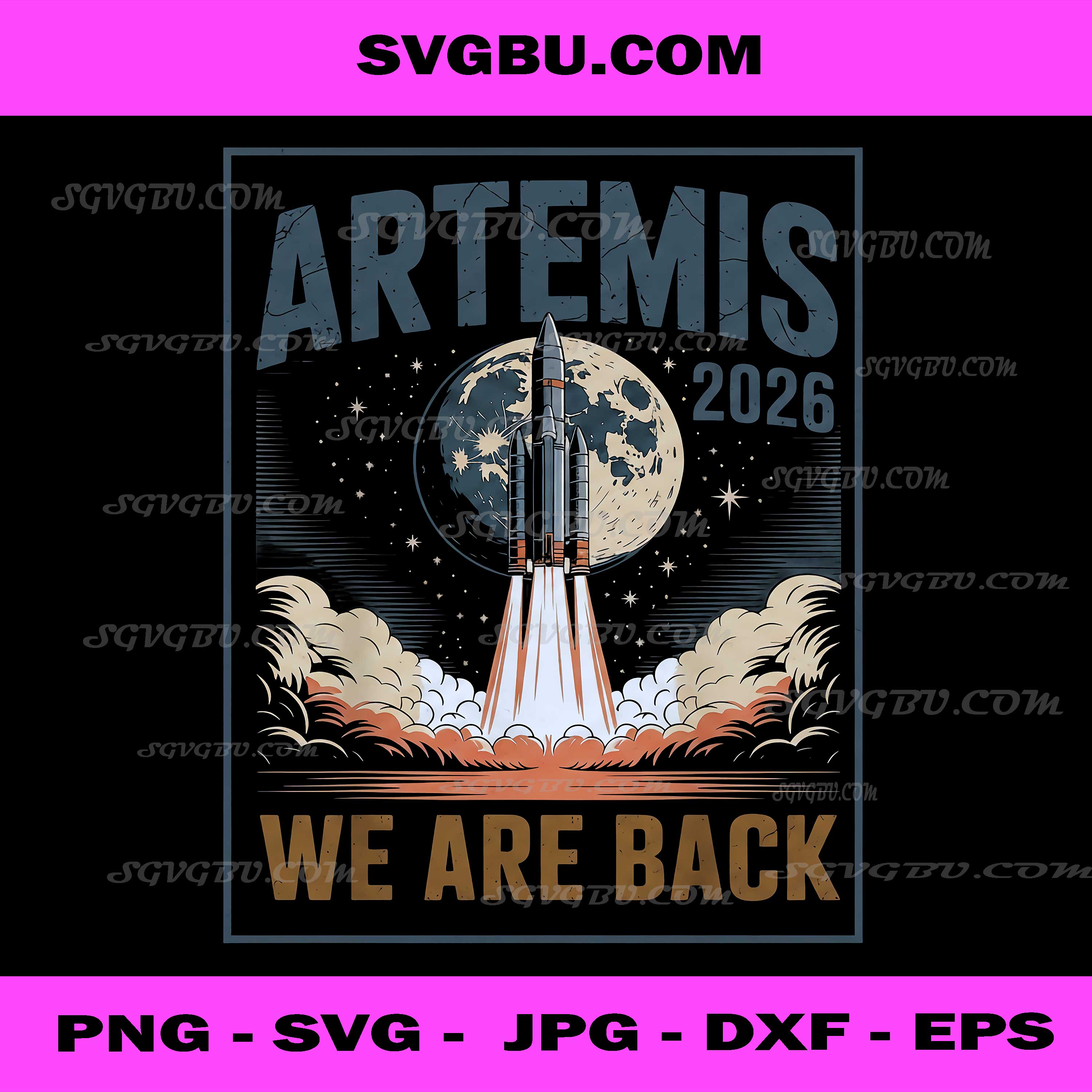 Artemis II 2026 We Are Back PNG, NASA Moon Mission Rocket Design