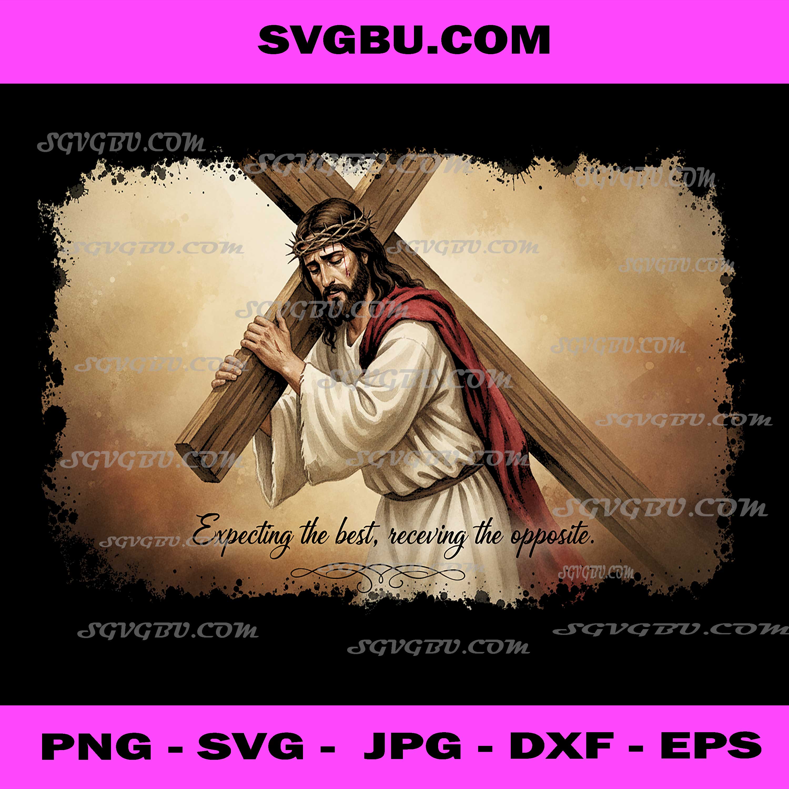 Jesus Carrying Cross, Expecting The Best Religious Art PNG