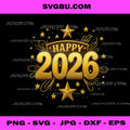 Happy New Year Party 2026 Ballon PNG, Festive Typography Design PNG