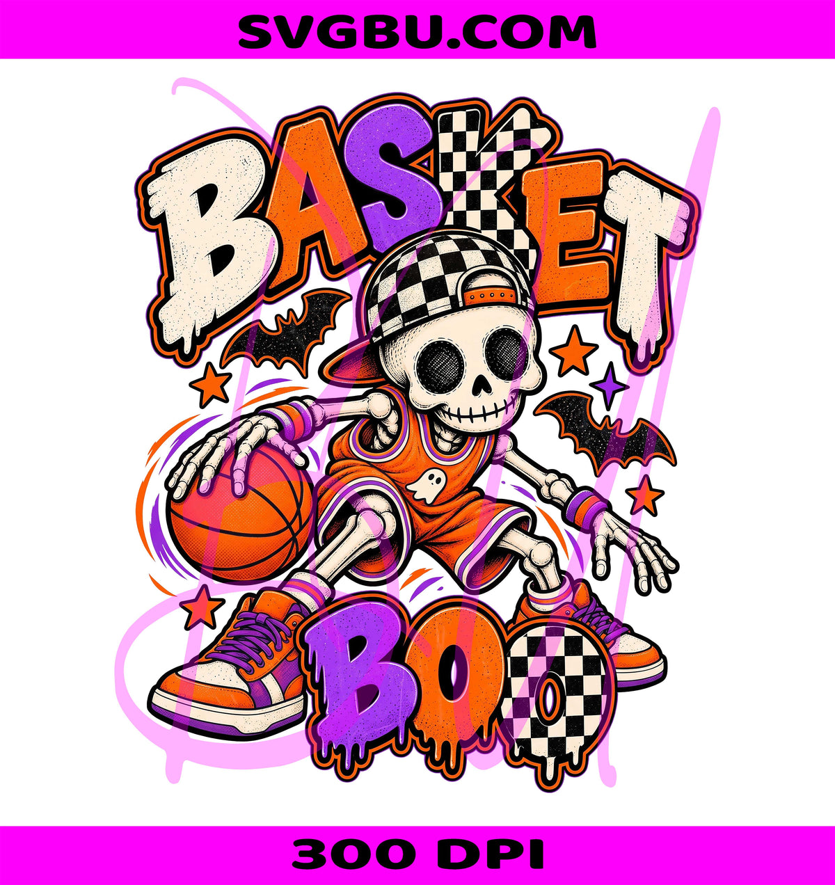 Basketball BOO PNG, Skeleton Basketball PNG, Spooky Sports PNG