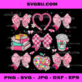 Valentine School Coquette Bow Pencil PNG, Preppy School Teacher Vday PNG Design