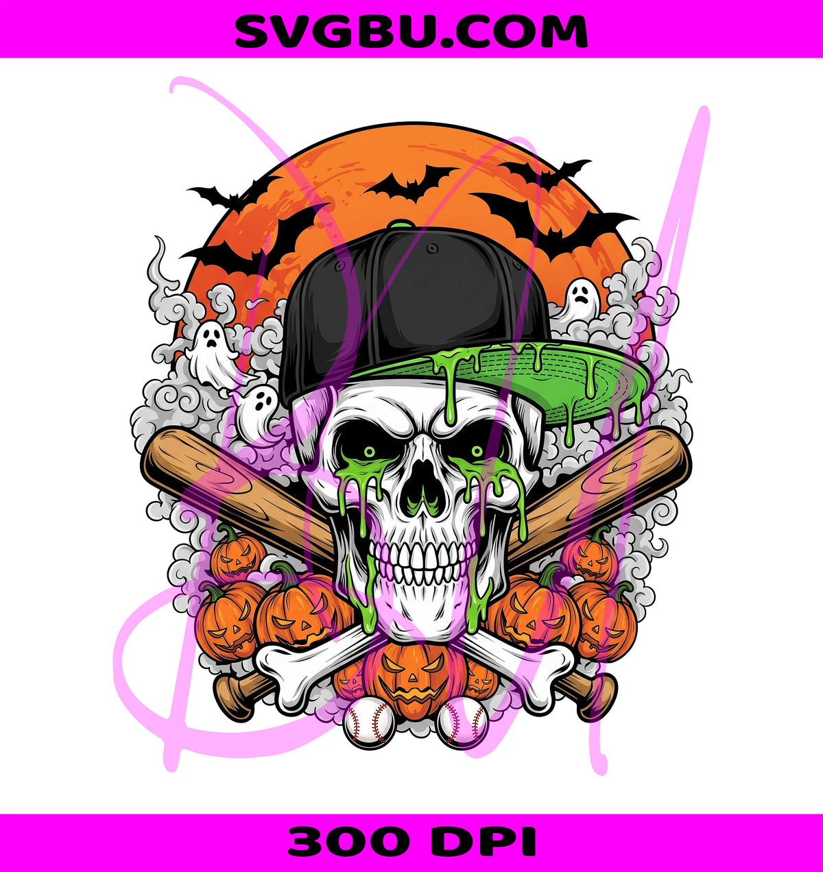 Spooky Skeleton Baseball PNG, Dripping Halloween PNG, Skeleton Sports PNG