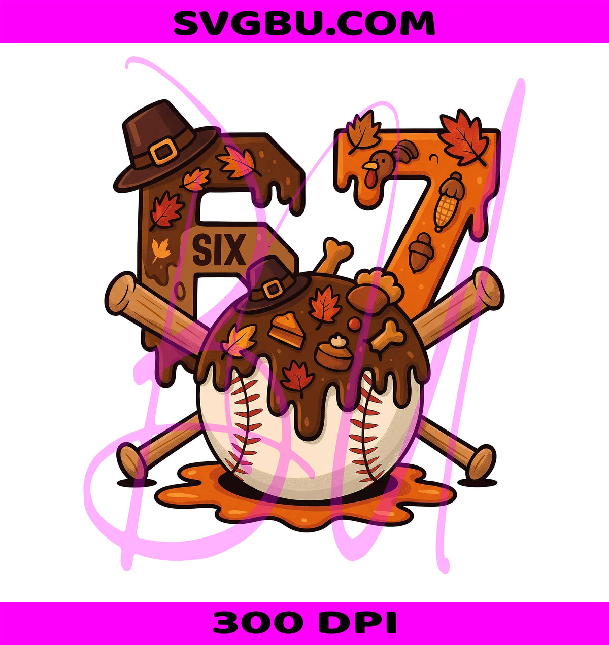 Thanksgiving Baseball PNG, Fall Cartoon Sports PNG, Pilgrim Hat PNG