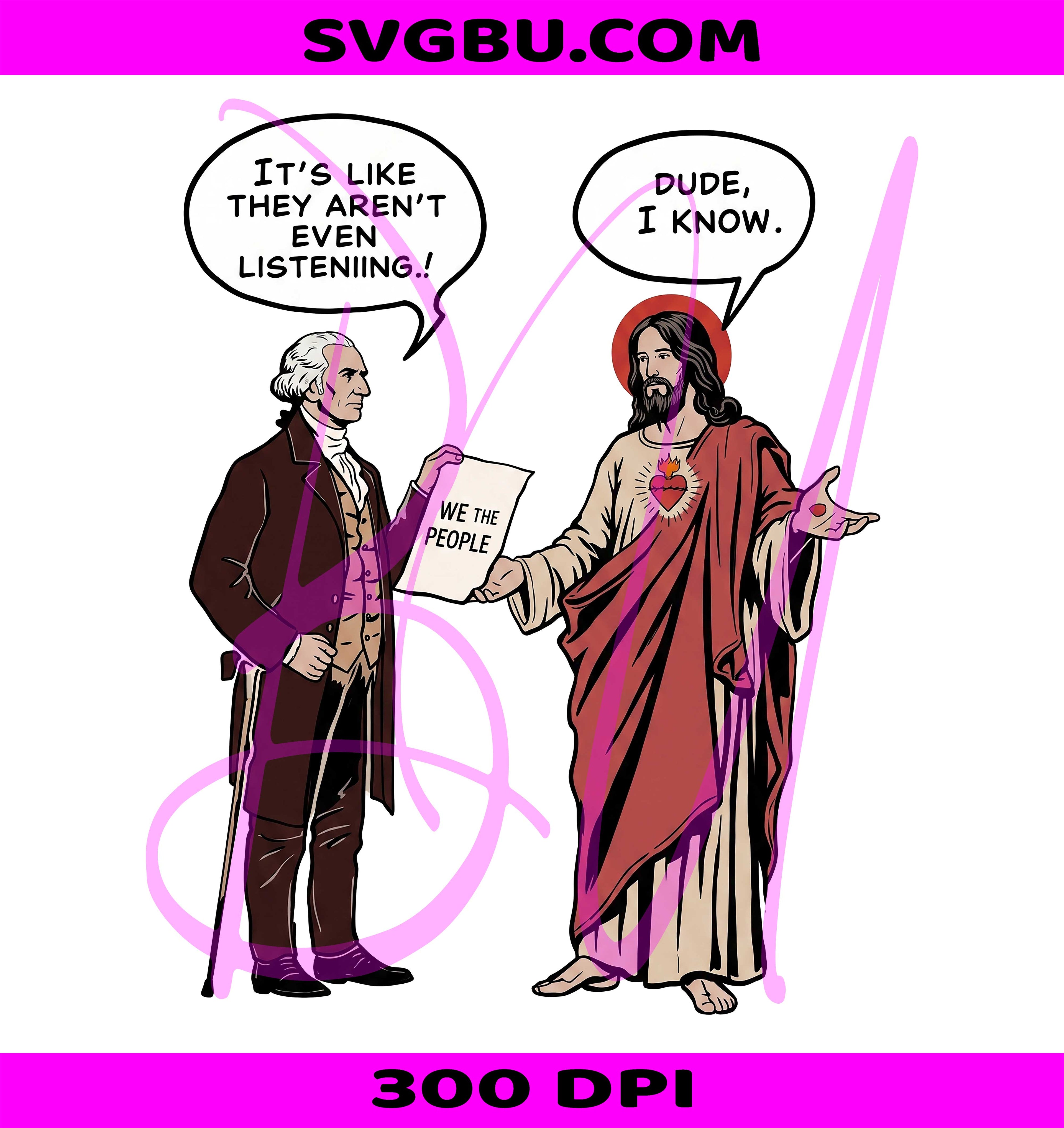 Jesus Washington PNG, Funny Patriotic PNG, Political Humor PNG