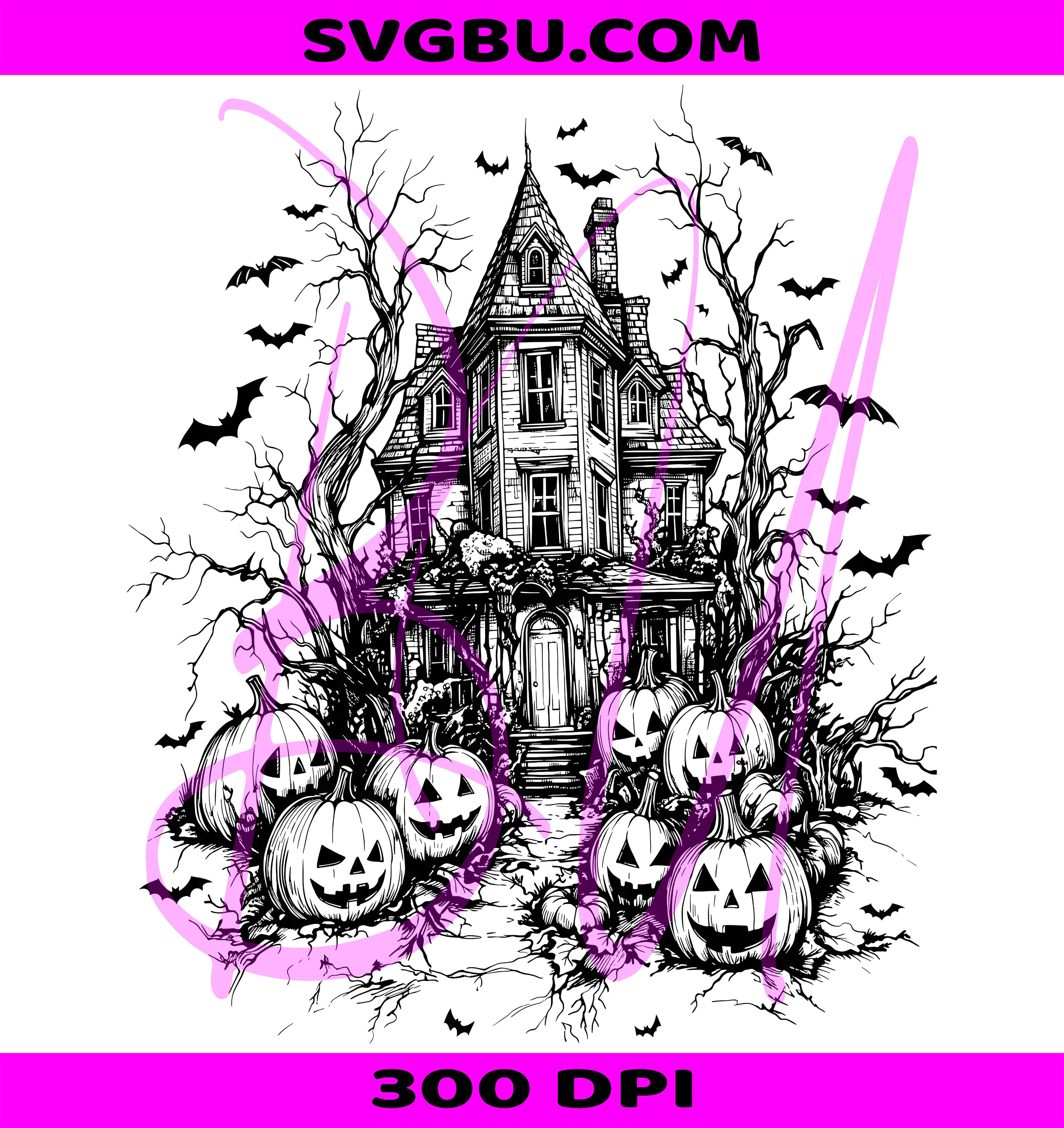 Vintage Halloween PNG, Spooky Scene PNG, Retro Pumpkin PNG