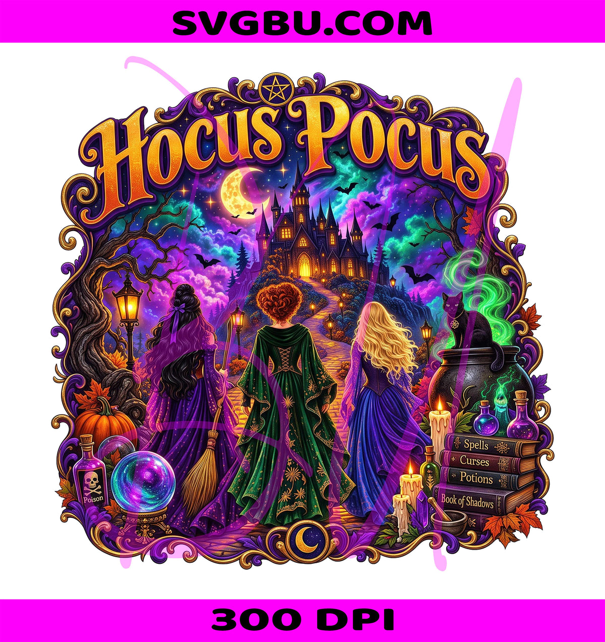 Three Witches PNG, Spooky Castle PNG, Magic Potion PNG