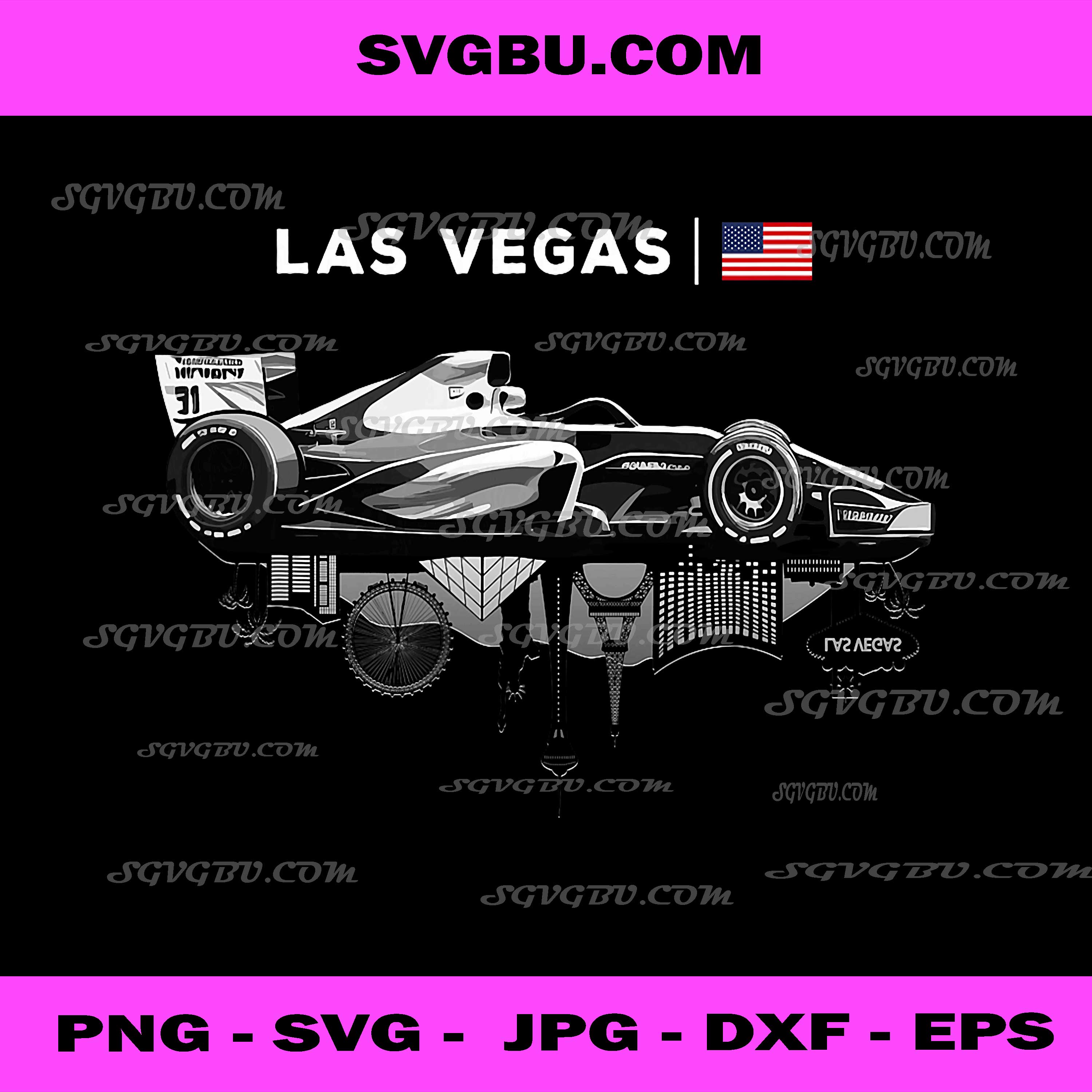 Las Vegas Racing Car Silhouette PNG, USA Flag Speed Graphic Design