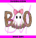 Preppy Ghost Boo PNG, Leopard Spooky Coquette PNG, Leopard Ghost PNG