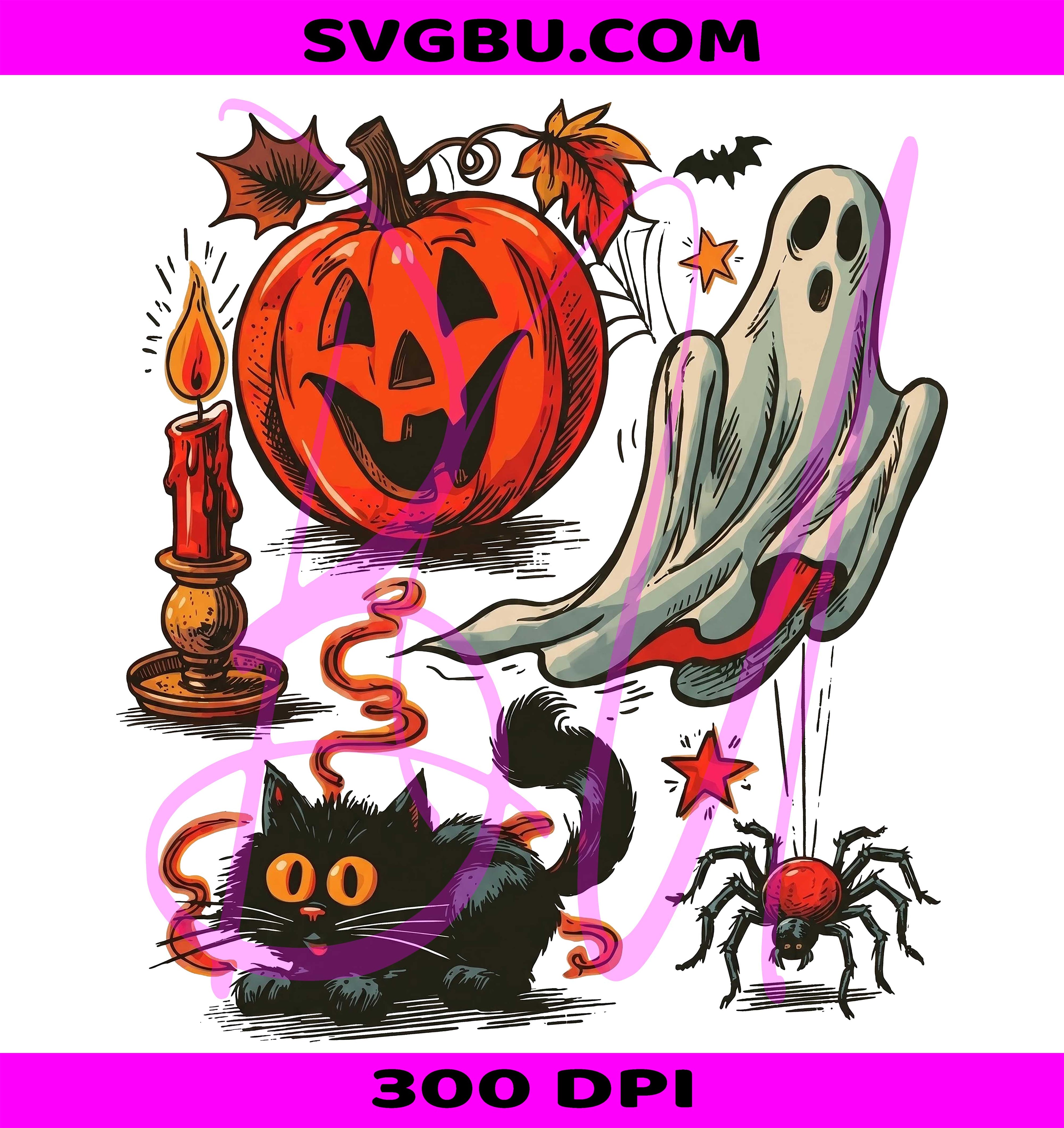 Vintage Halloween PNG, 1950s Collage PNG, Retro Spooky PNG