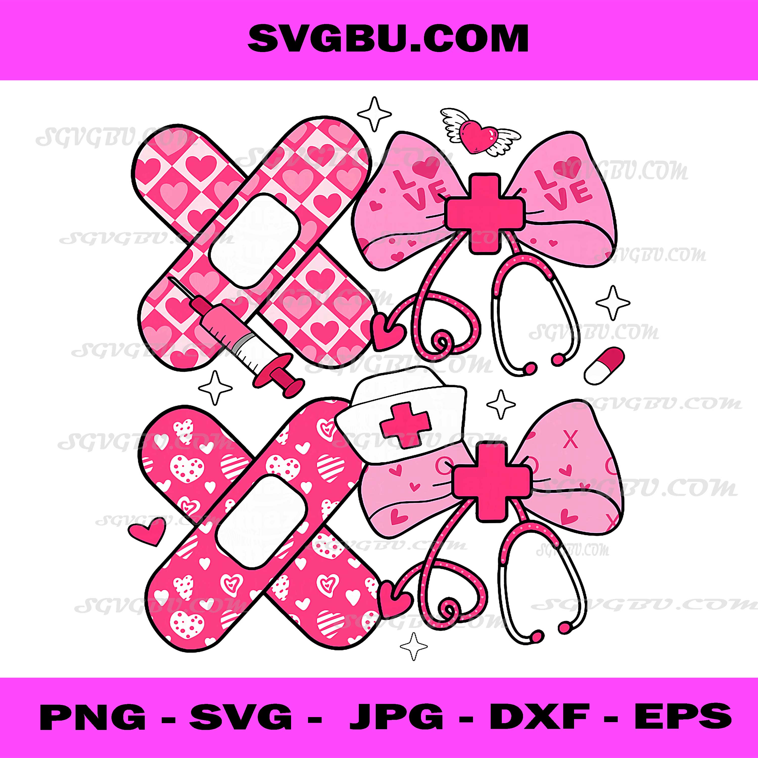 XOXO Nurse Valentines Day Stethoscope, Valentine Nursing PNG