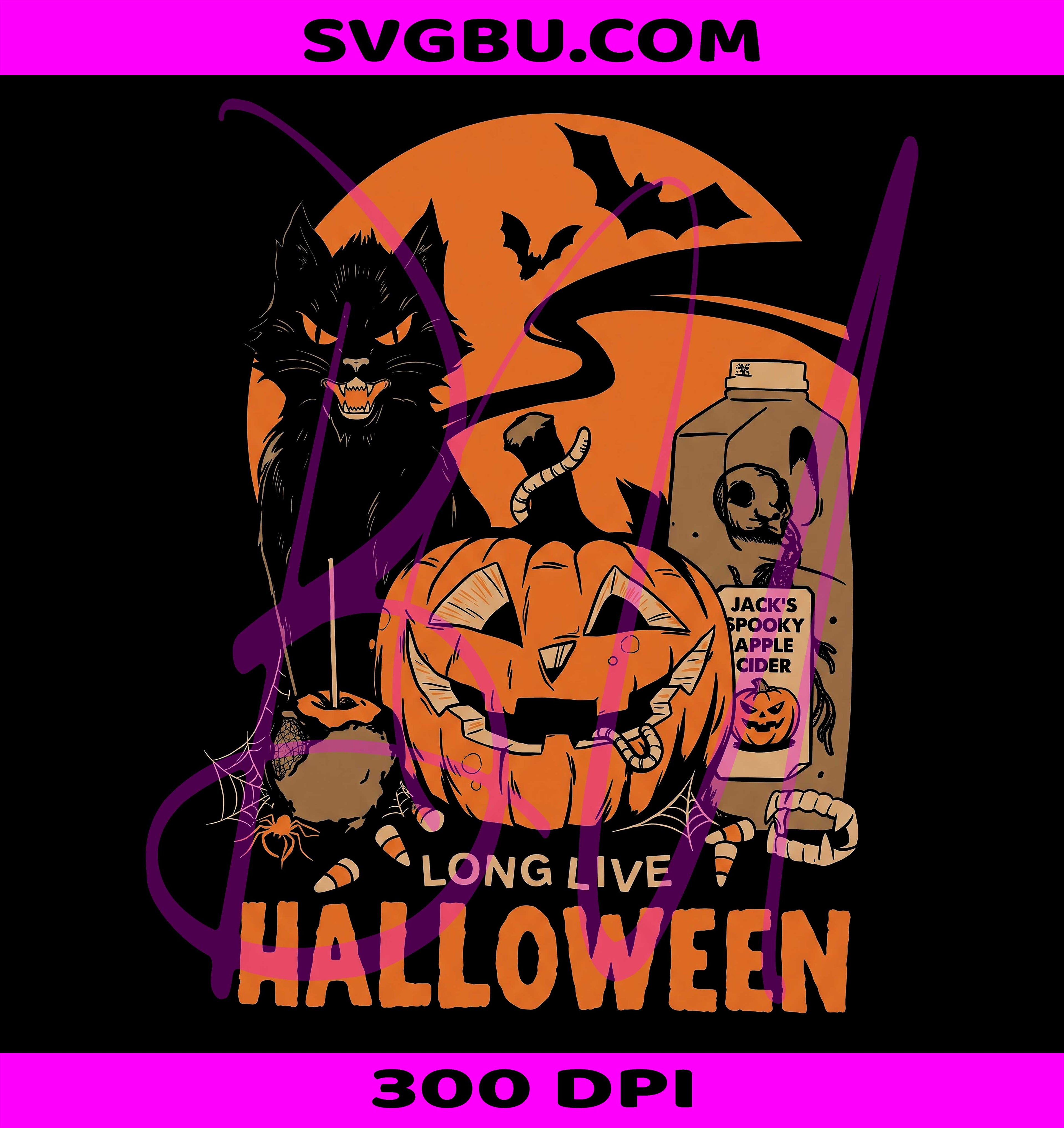 Retro Halloween PNG, Long Live Halloween PNG, Spooky Pumpkin PNG