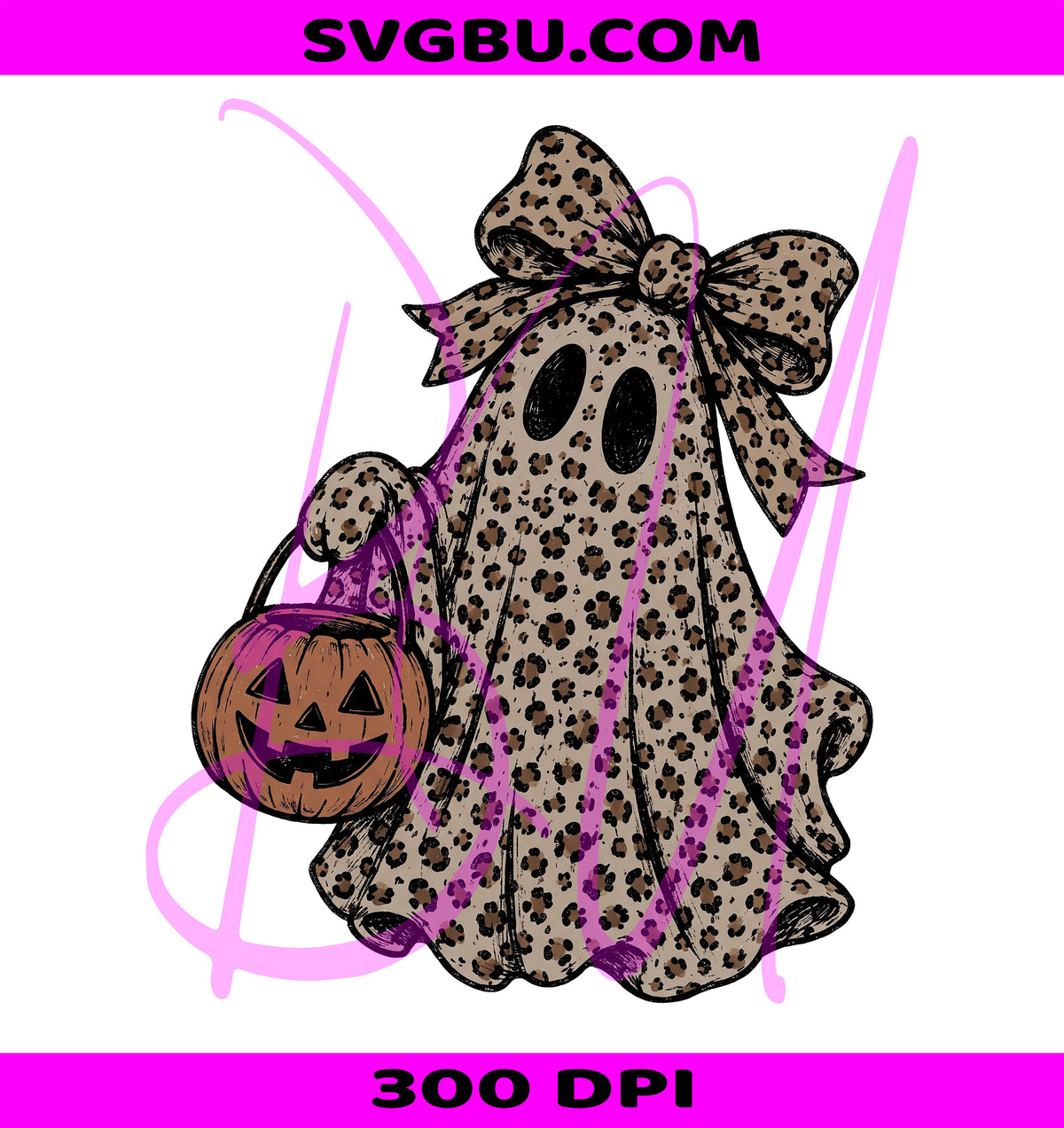 Retro Leopard Ghost PNG, Pumpkin Ghost PNG, Spooky Season PNG