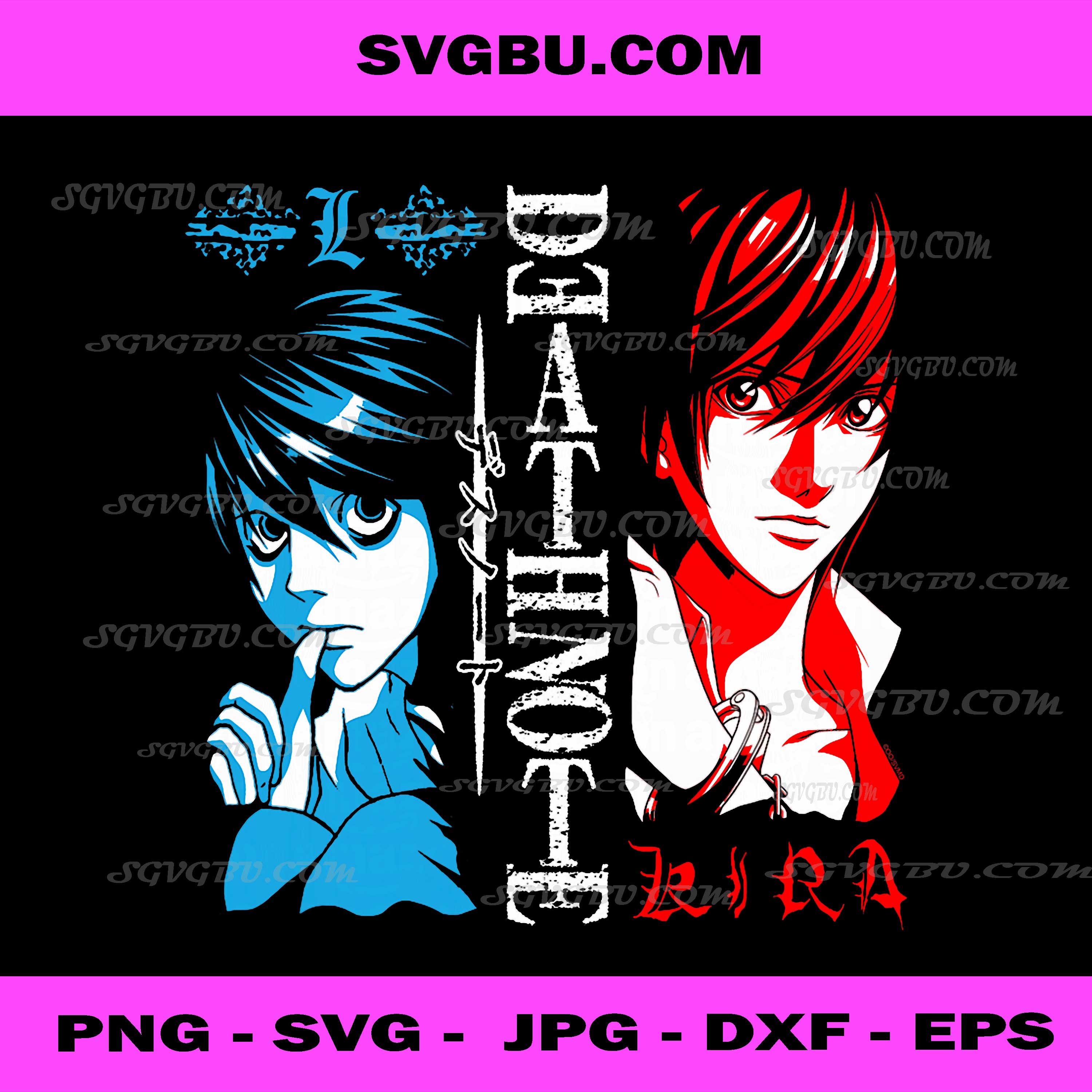 Death Note Blue and Red, Left vs Light Face Off Anime PNG