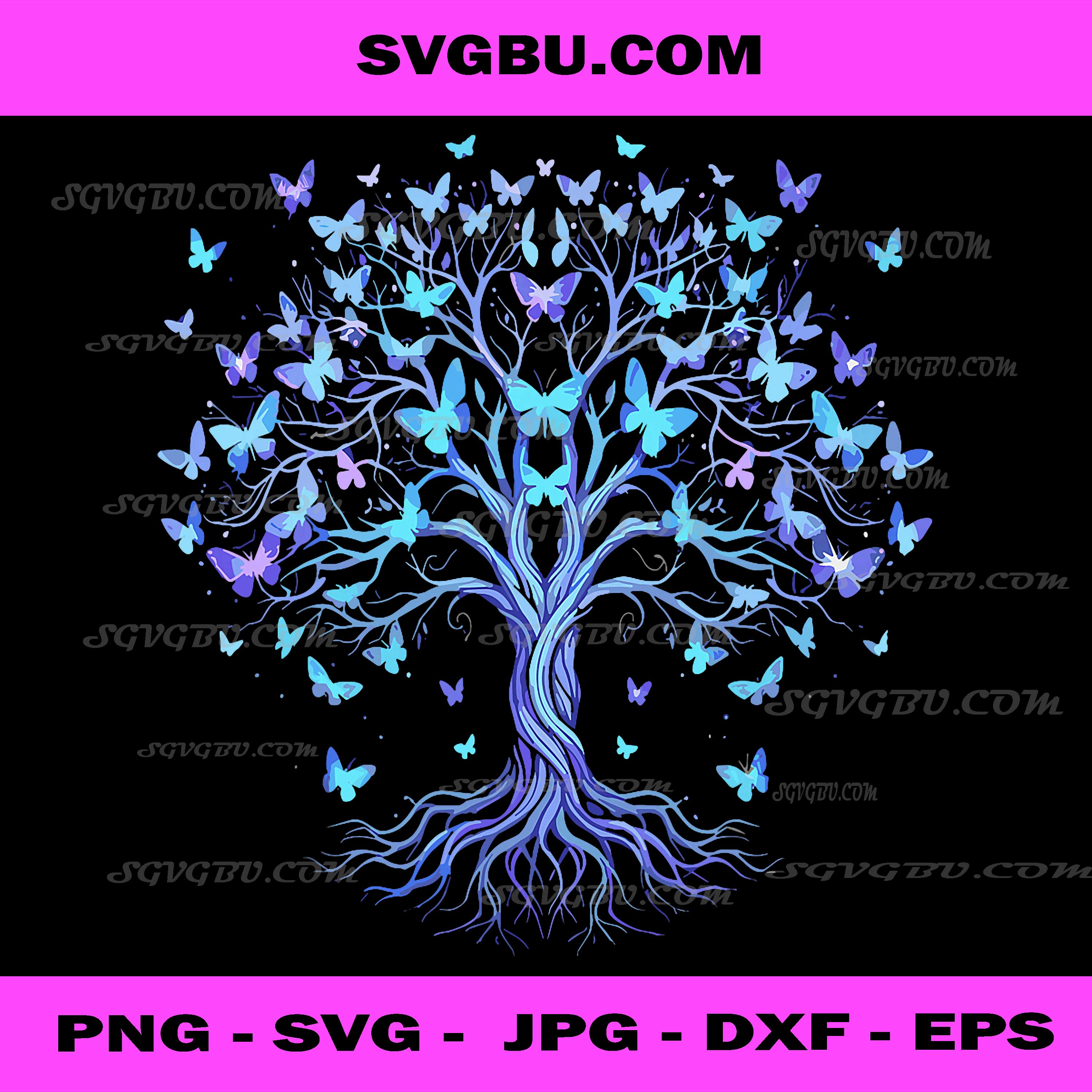 Butterfly Tree PNG, ively Butterfly Artwork, Bare Tree with Butterflies PNG