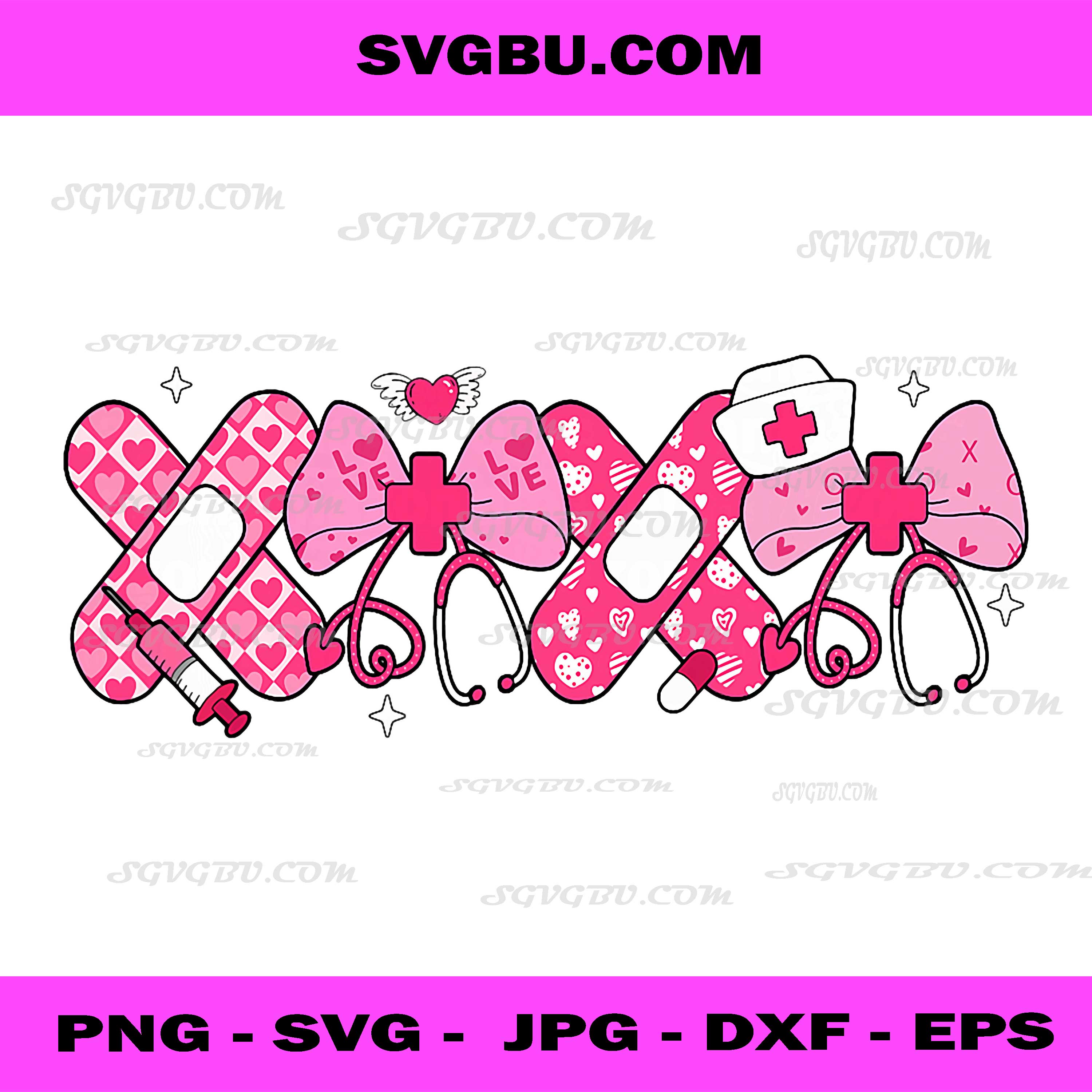 XO Nurse Valentines Day PNG, Stethoscope Valentine Nursing PNG