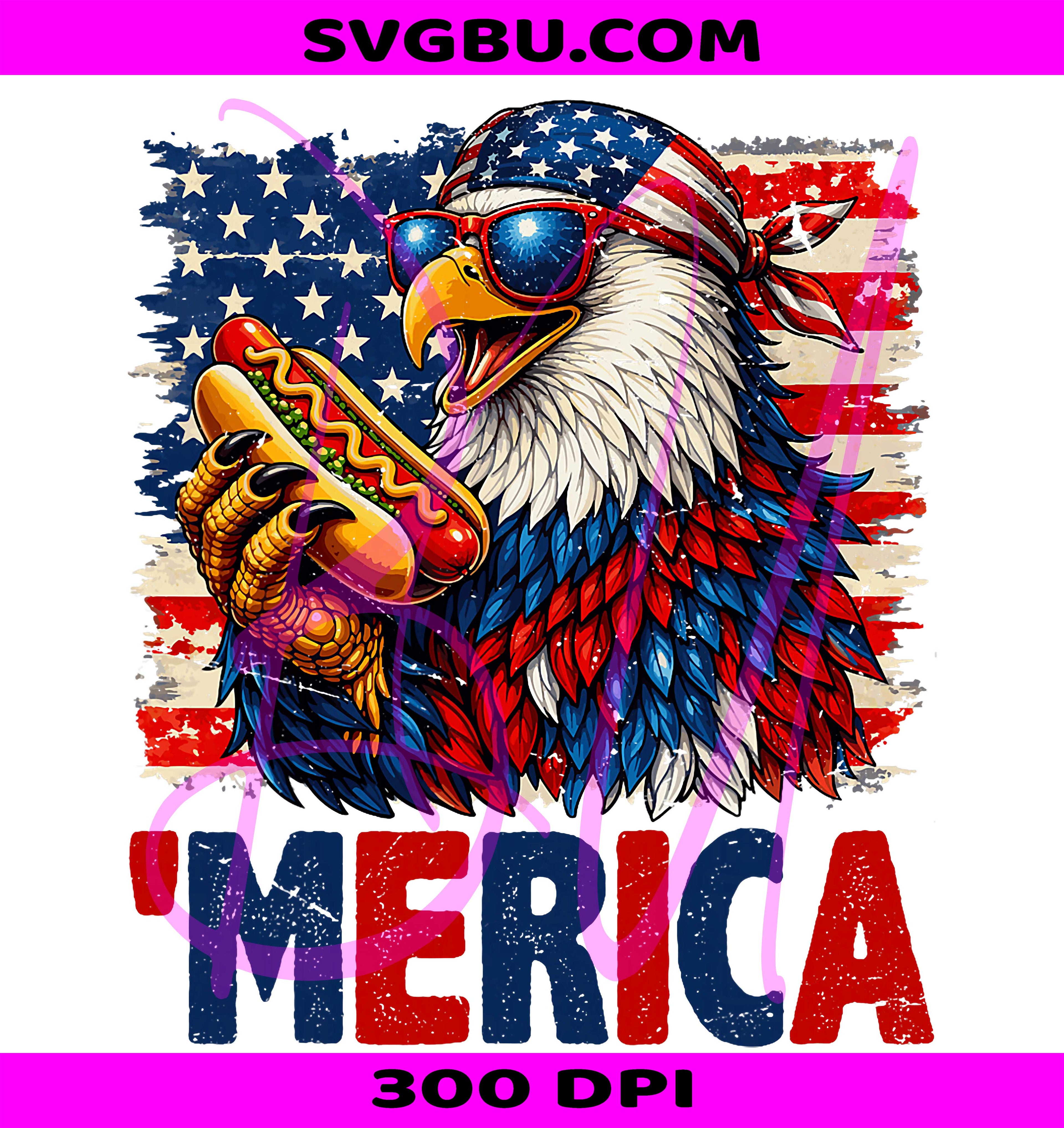 Merica Eagle PNG, Funny Hot Dog USA PNG, 4th Of July Patriotic PNG