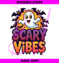 Scary Vibes PNG, Cute Ghost Bat PNG, Spooky Season PNG