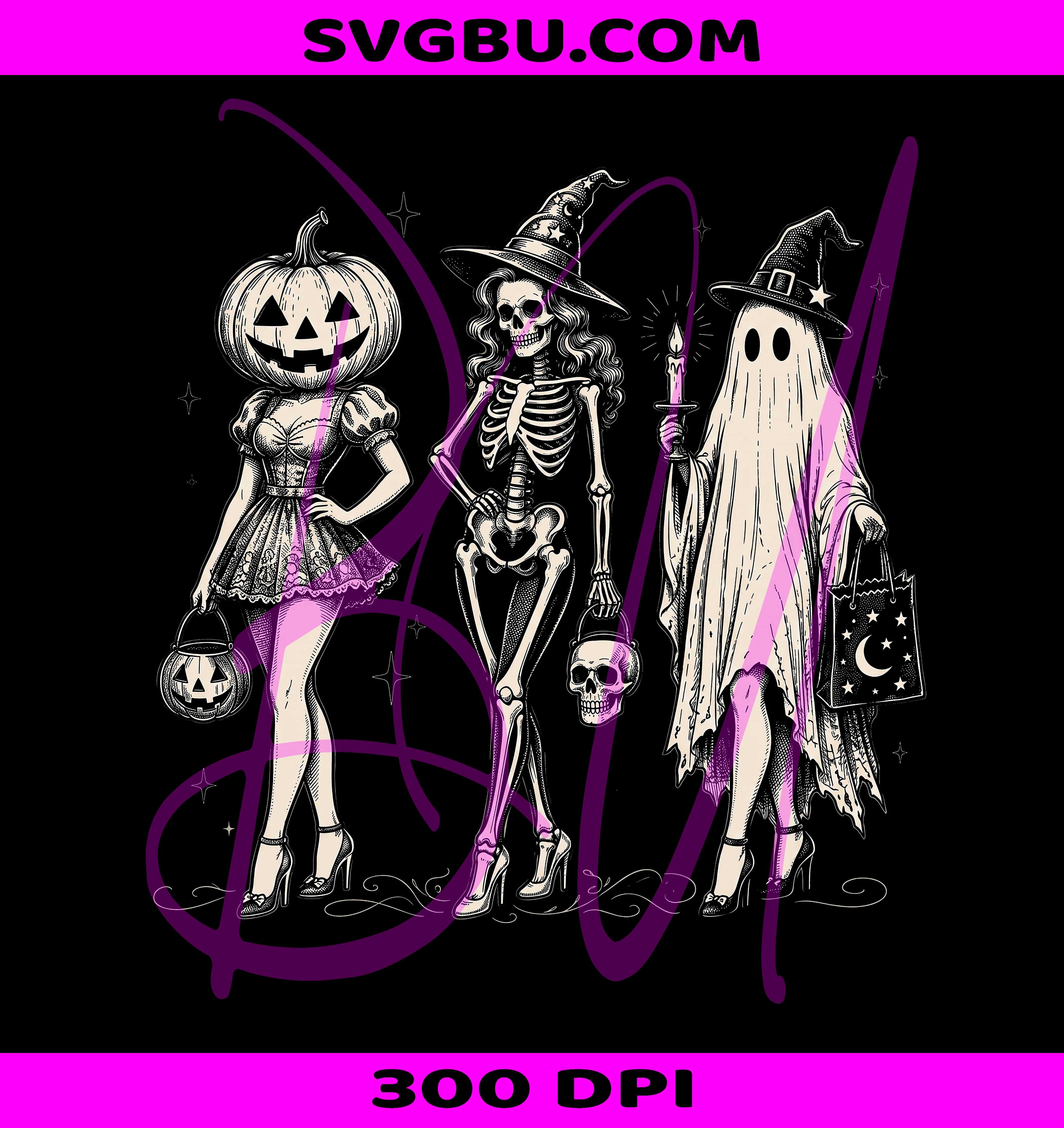 Retro Skeleton Ghost PNG, Vintage Halloween PNG, Pumpkin Ghost PNG
