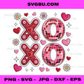 XOXO Pink Disco Shirt Cute Valentine Hearts Flowers PNG