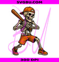 Skeleton Baseball PNG, Spooky Skeleton Batter PNG, Baseball Bundle PNG