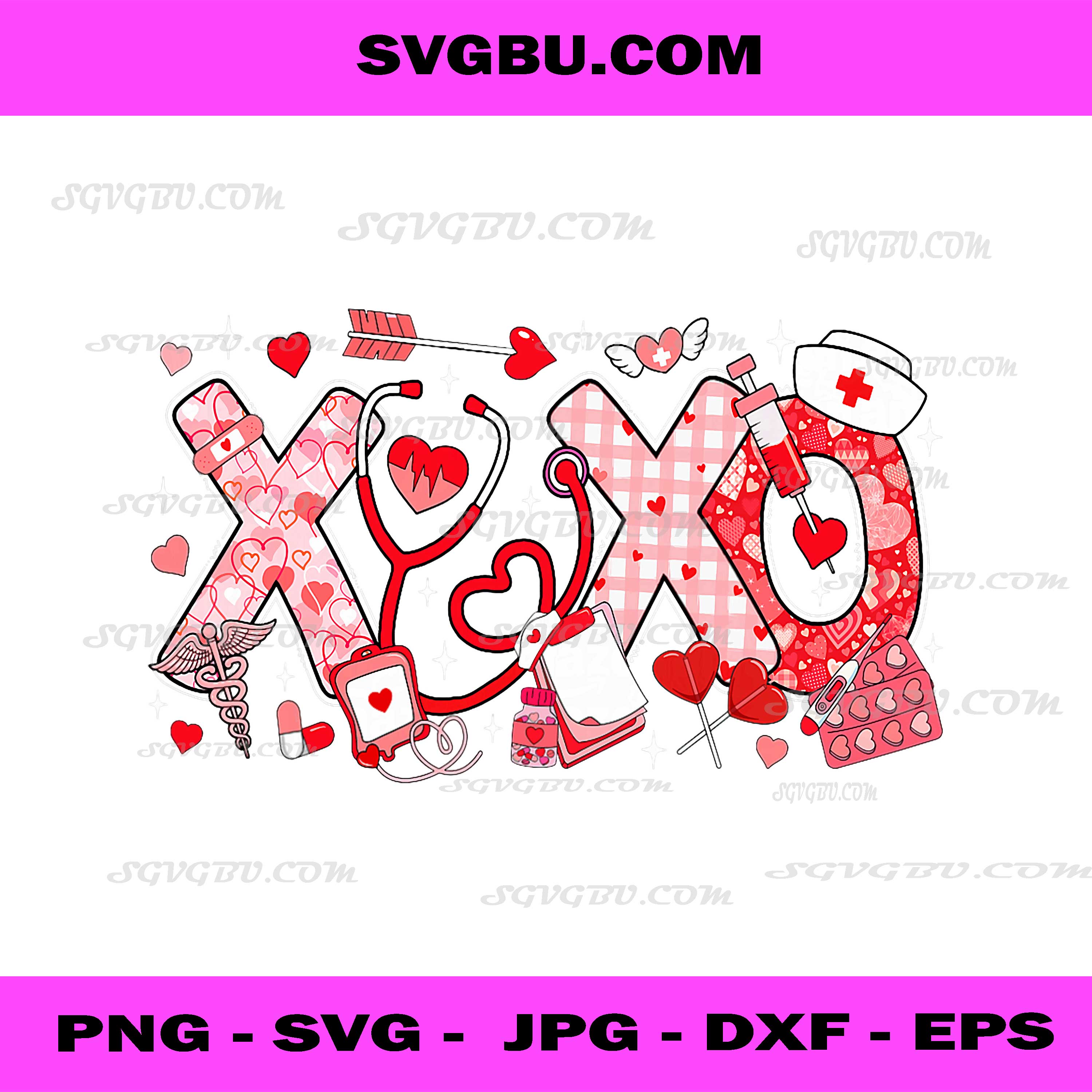 XOXO Stethoscope Nursing PNG, Valentine RN ER ICU PCT CNA Nurse PNG
