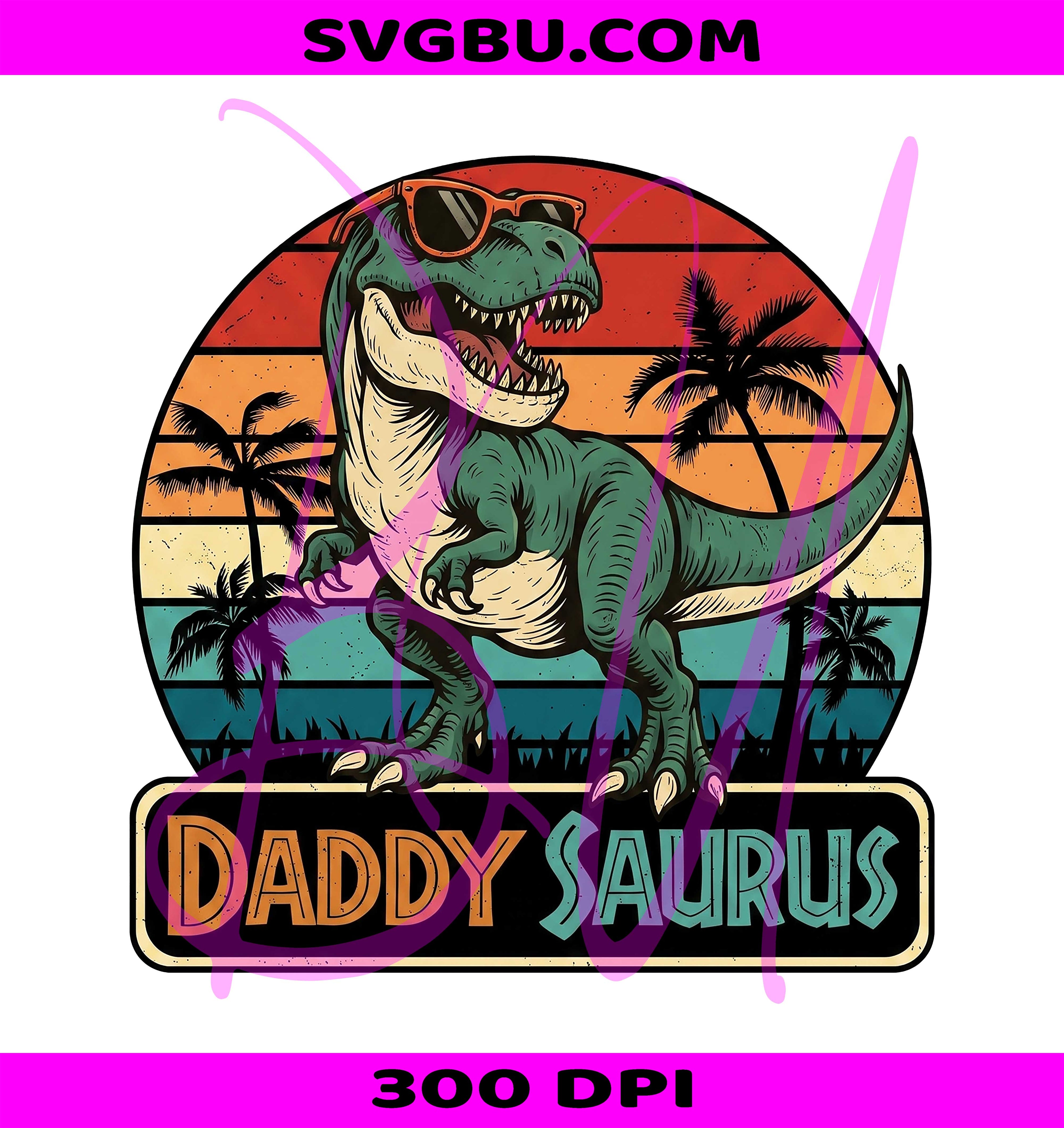 Daddysaurus Rex Retro Sunset PNG, Vintage Dinosaur Dad PNG